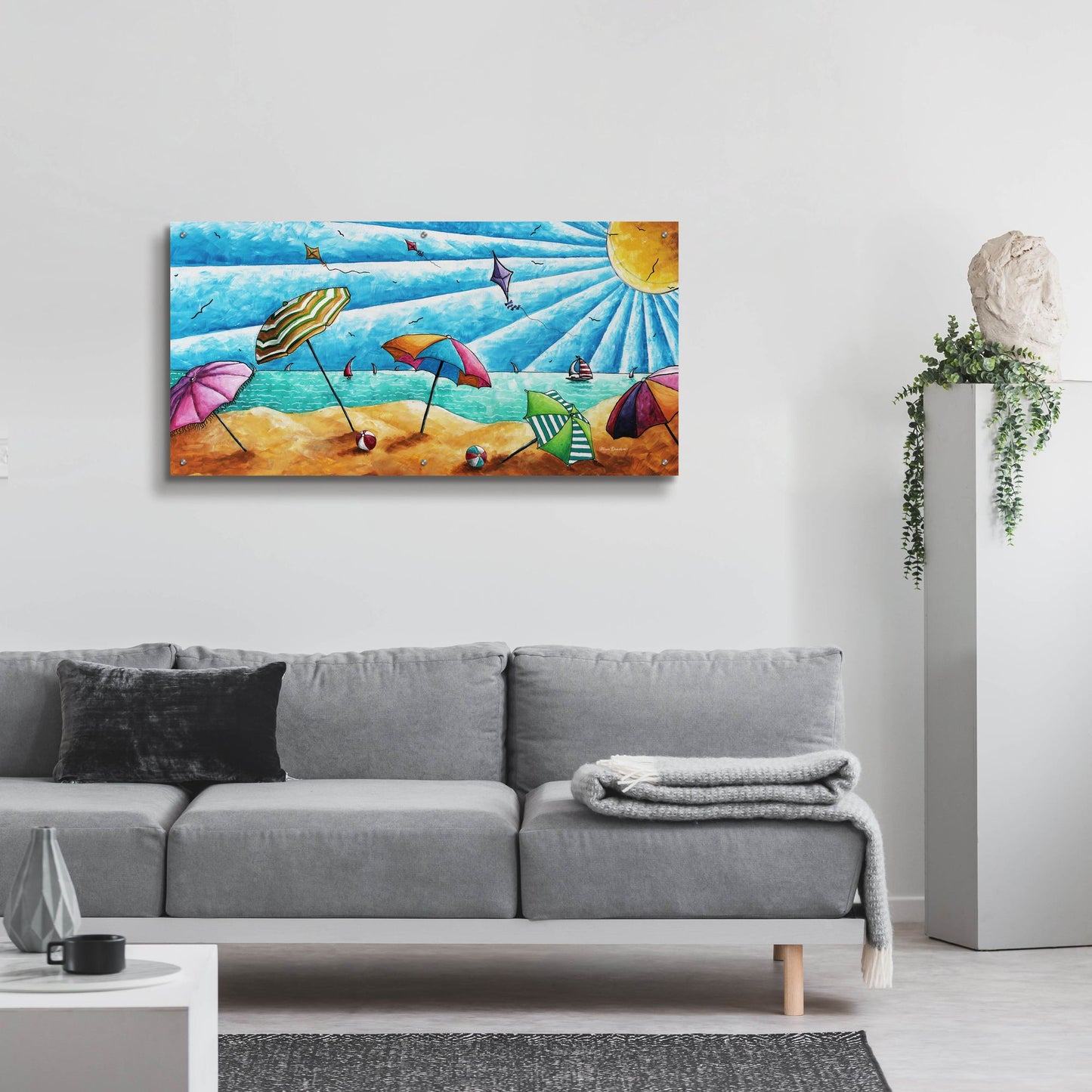 Epic Art 'Beach Life I' by Megan Duncanson, Acrylic Glass Wall Art,48x24