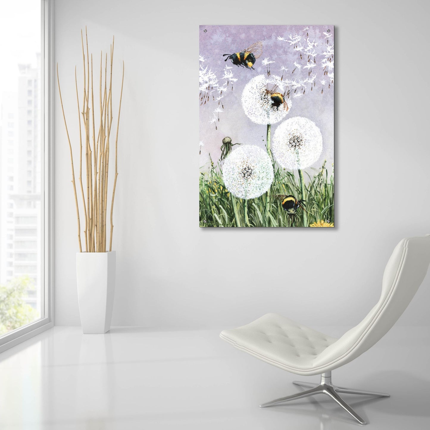 Epic Art 'Dandybees' by Maggie Vandewalle, Acrylic Glass Wall Art,24x36