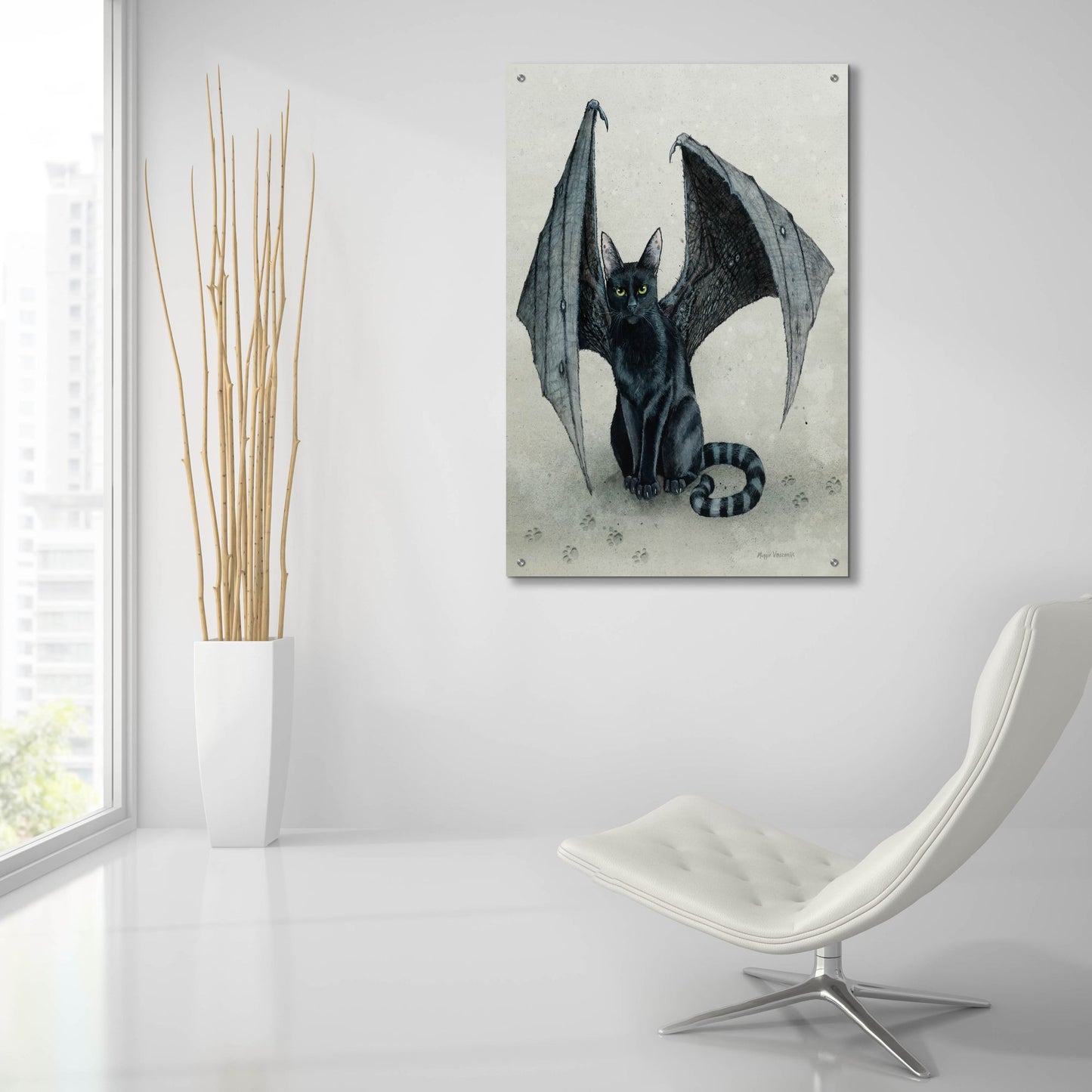 Epic Art 'The City Battycat' by Maggie Vandewalle, Acrylic Glass Wall Art,24x36