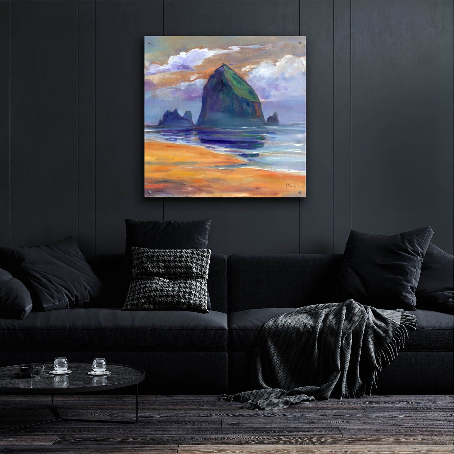 Epic Art 'Haystack Rock Reflections' by Paul Brent, Acrylic Glass Wall Art,36x36