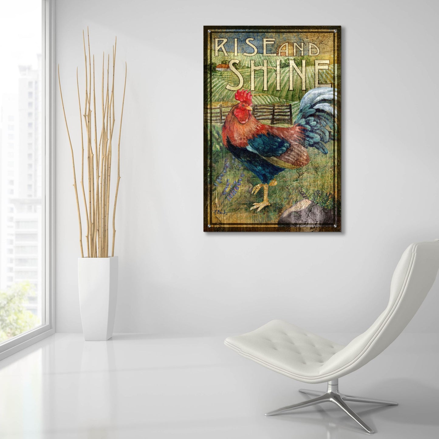 Epic Art 'Rooster Signs II' by Paul Brent, Acrylic Glass Wall Art,24x36