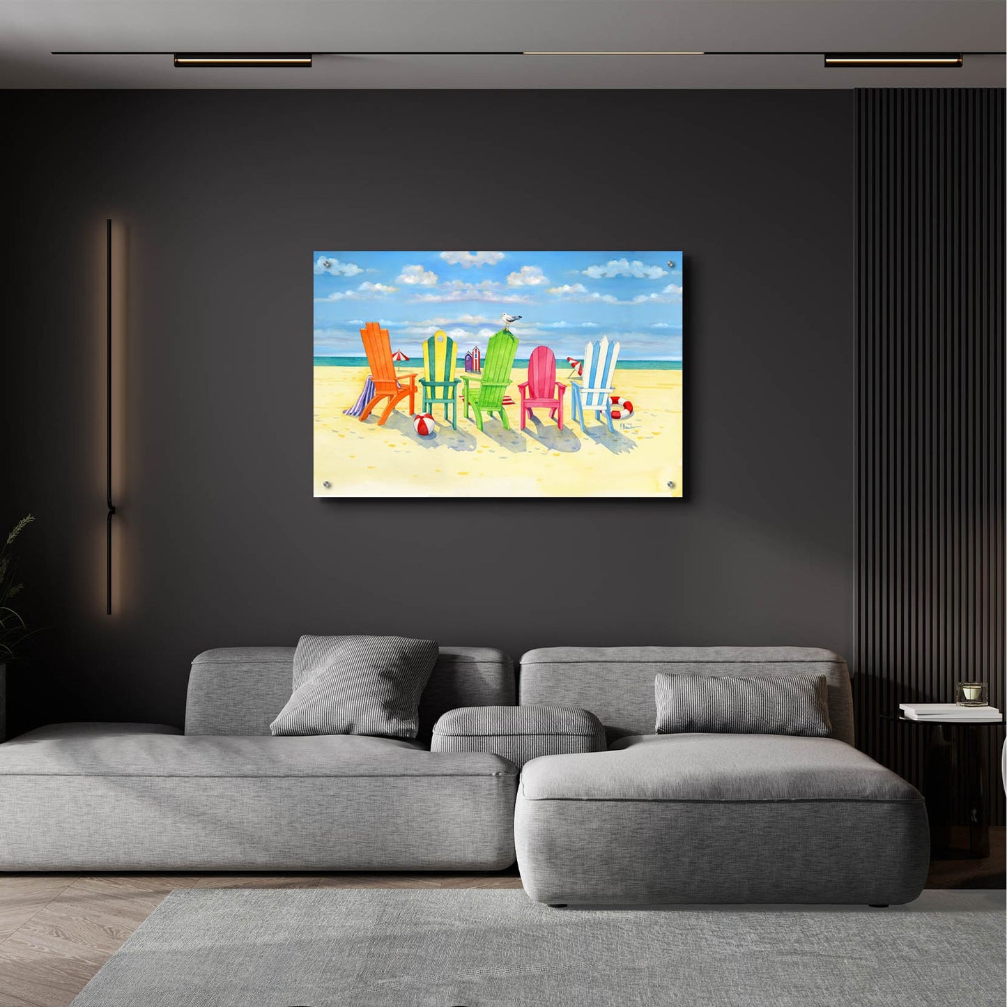 Epic Art 'Brighton Beach Chairs' by Paul Brent, Acrylic Glass Wall Art,36x24