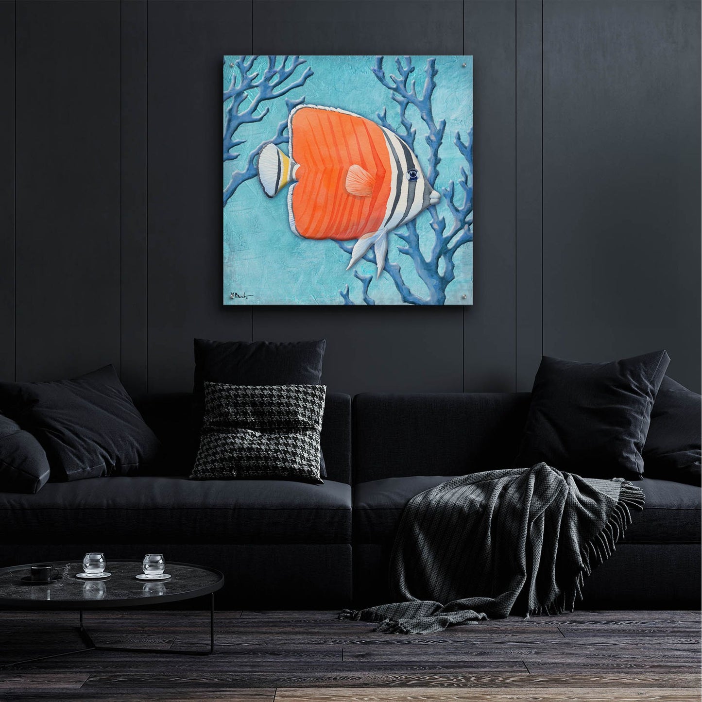 Epic Art 'Azure Tropical Fish IV' by Paul Brent, Acrylic Glass Wall Art,36x36