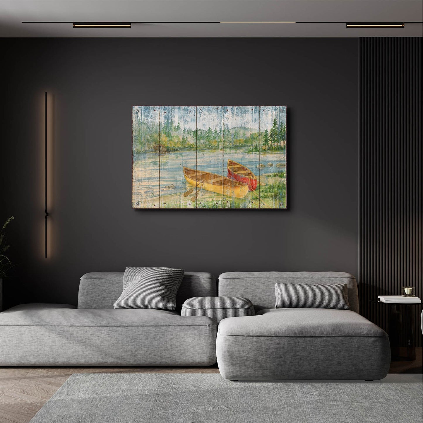 Epic Art 'Canoe Camp - Distressed' by Paul Brent, Acrylic Glass Wall Art,36x24