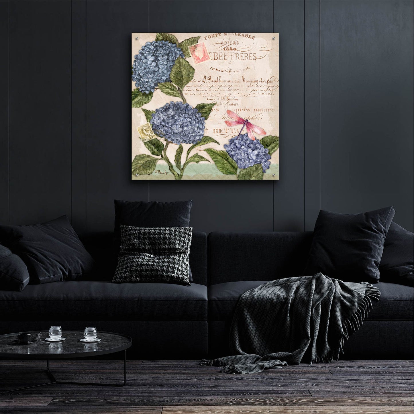 Epic Art 'Parisian Hydrangeas I' by Paul Brent, Acrylic Glass Wall Art,36x36