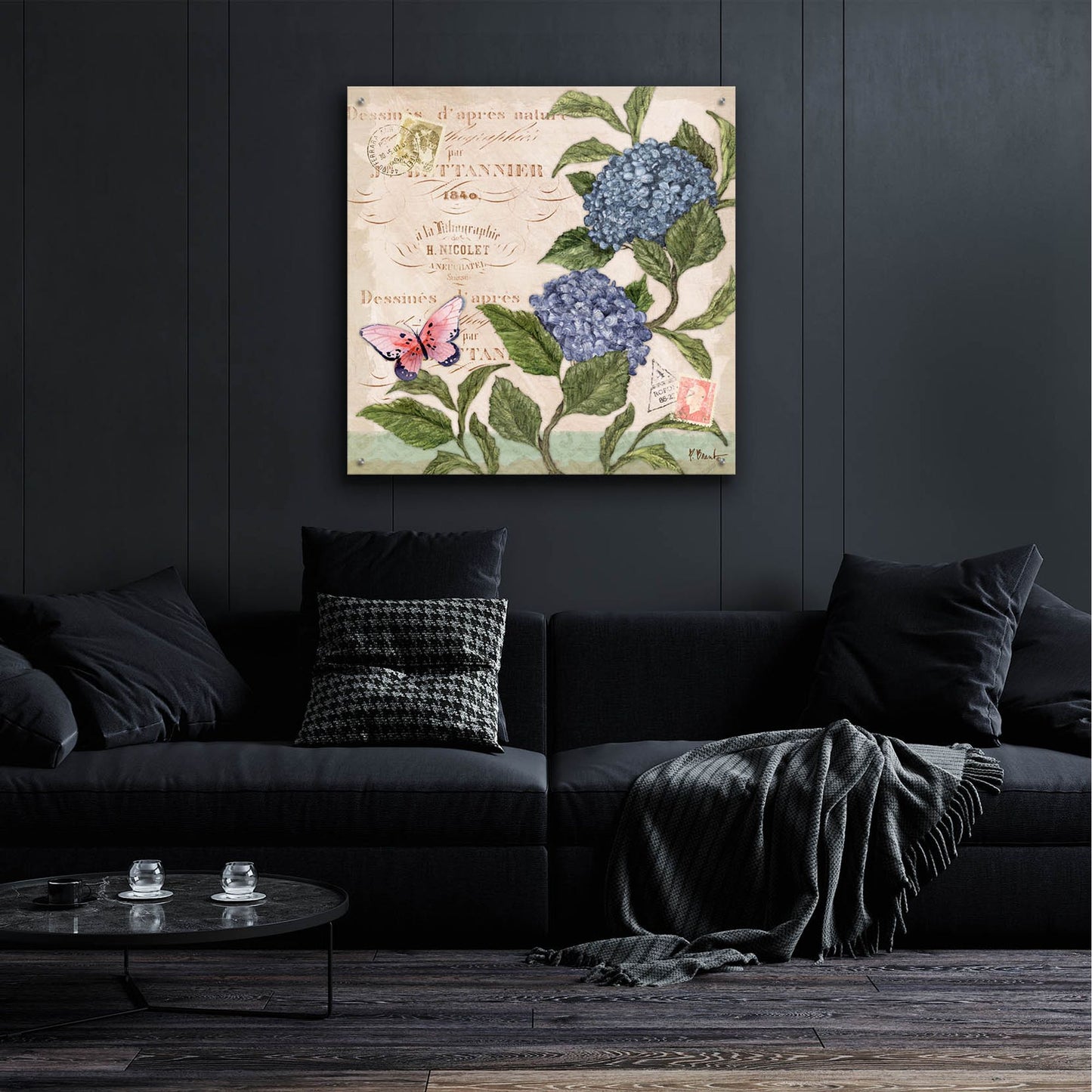 Epic Art 'Parisian Hydrangeas II' by Paul Brent, Acrylic Glass Wall Art,36x36