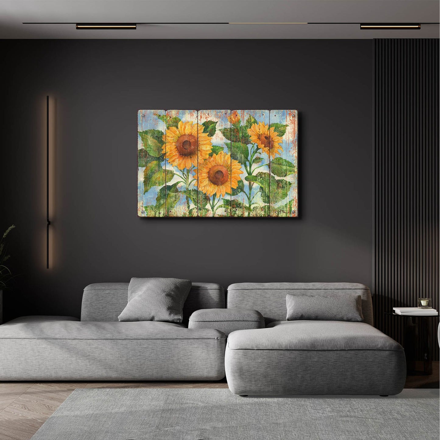 Epic Art 'Summer Sunflowers - Distressed' by Paul Brent, Acrylic Glass Wall Art,36x24
