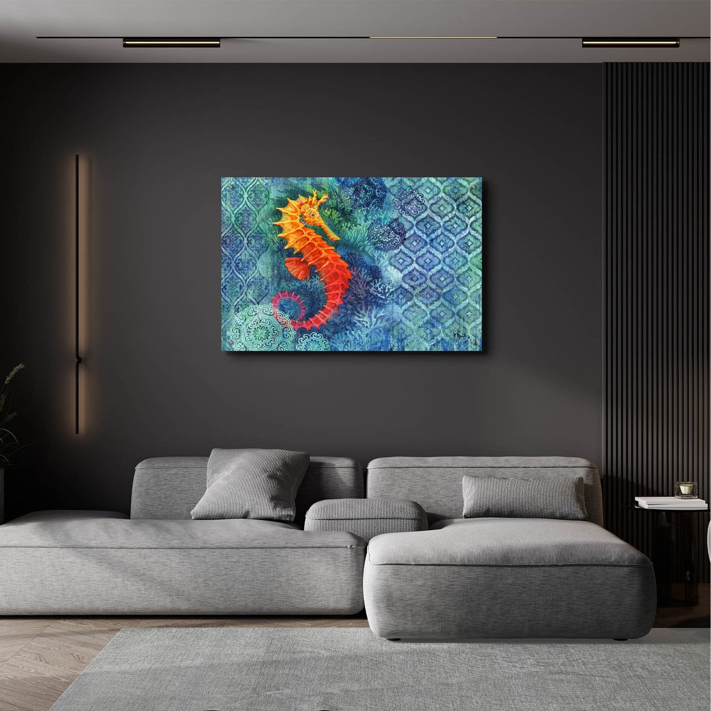 Epic Art 'Seahorse Batik' by Paul Brent, Acrylic Glass Wall Art,36x24