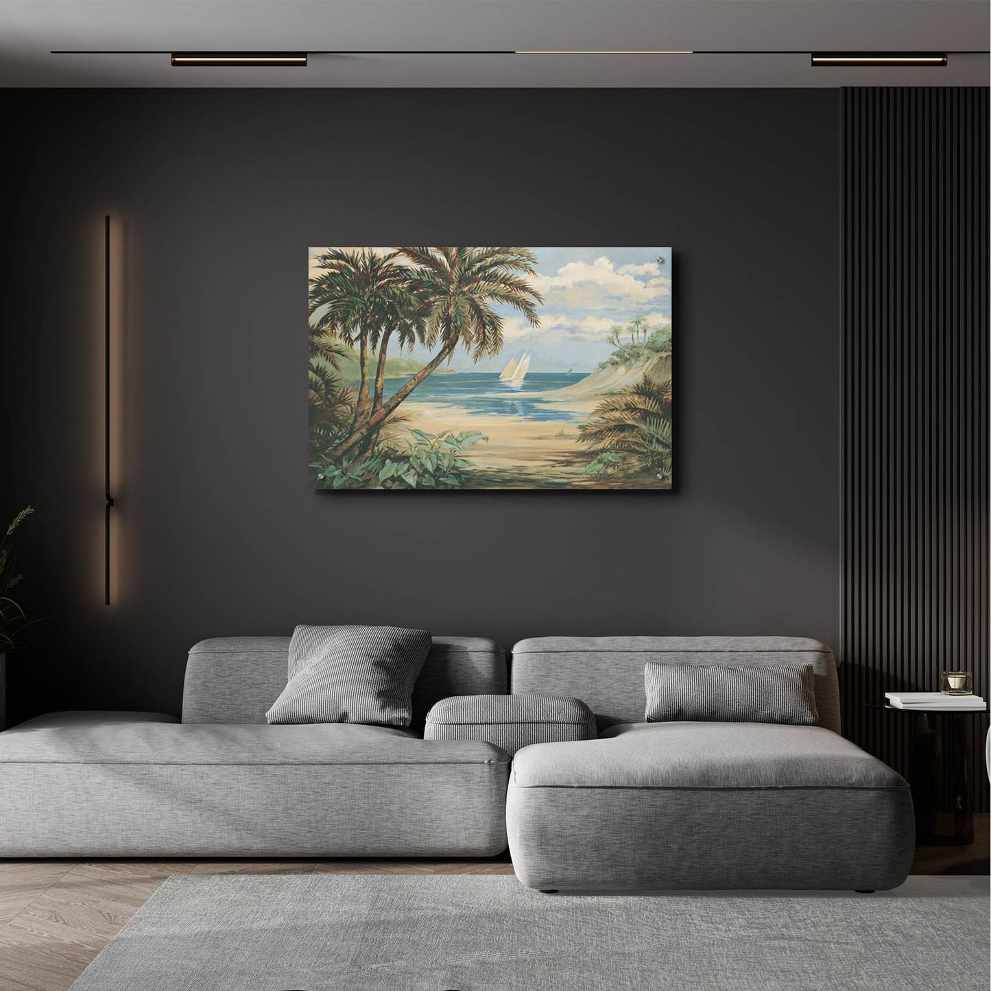 Epic Art 'Palm Bay' by Paul Brent, Acrylic Glass Wall Art,36x24