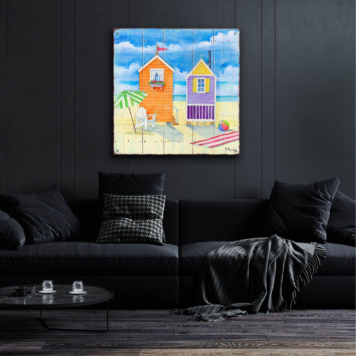 Epic Art 'Beach Huts Square I' by Paul Brent, Acrylic Glass Wall Art,36x36