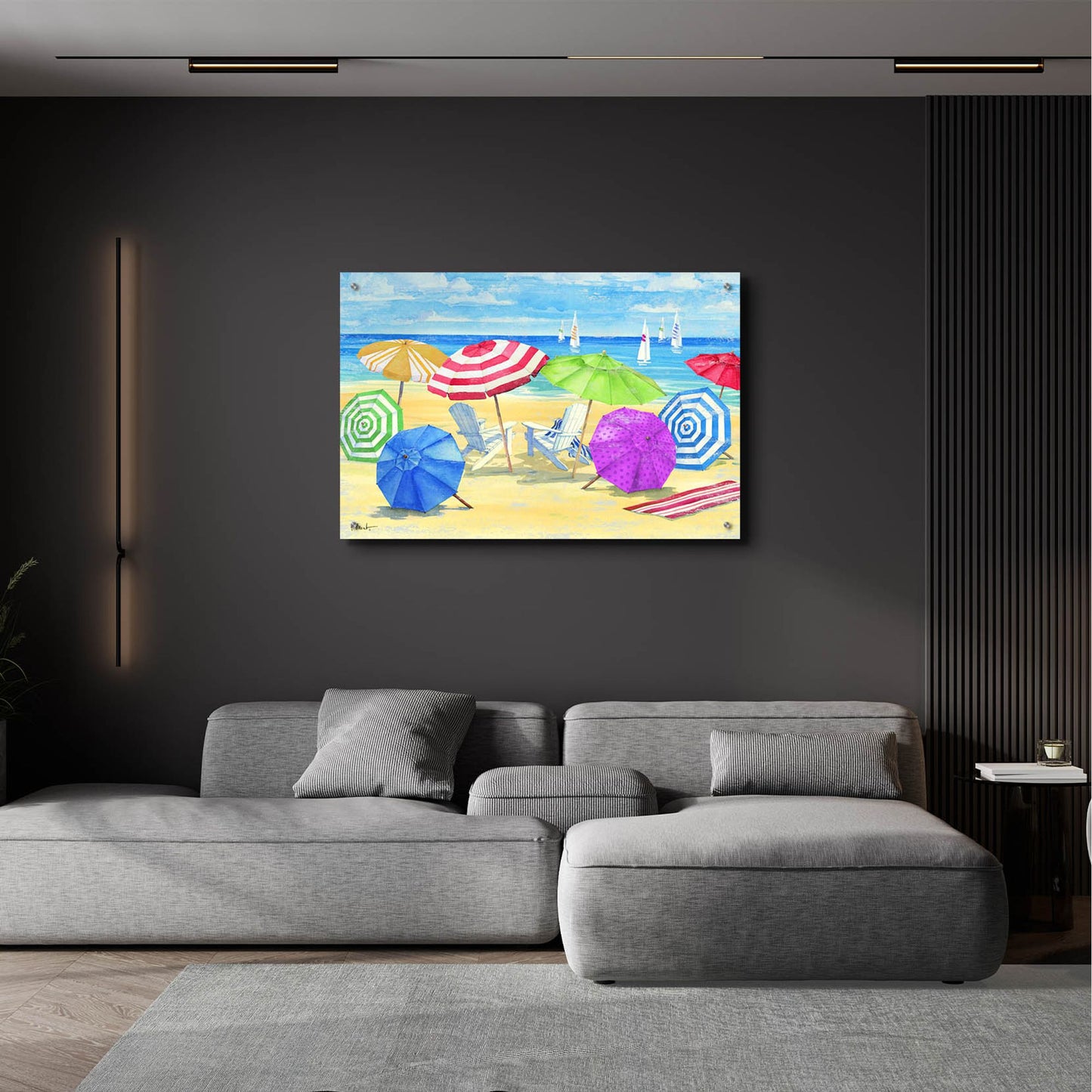 Epic Art 'Umbrella Coast I' by Paul Brent, Acrylic Glass Wall Art,36x24
