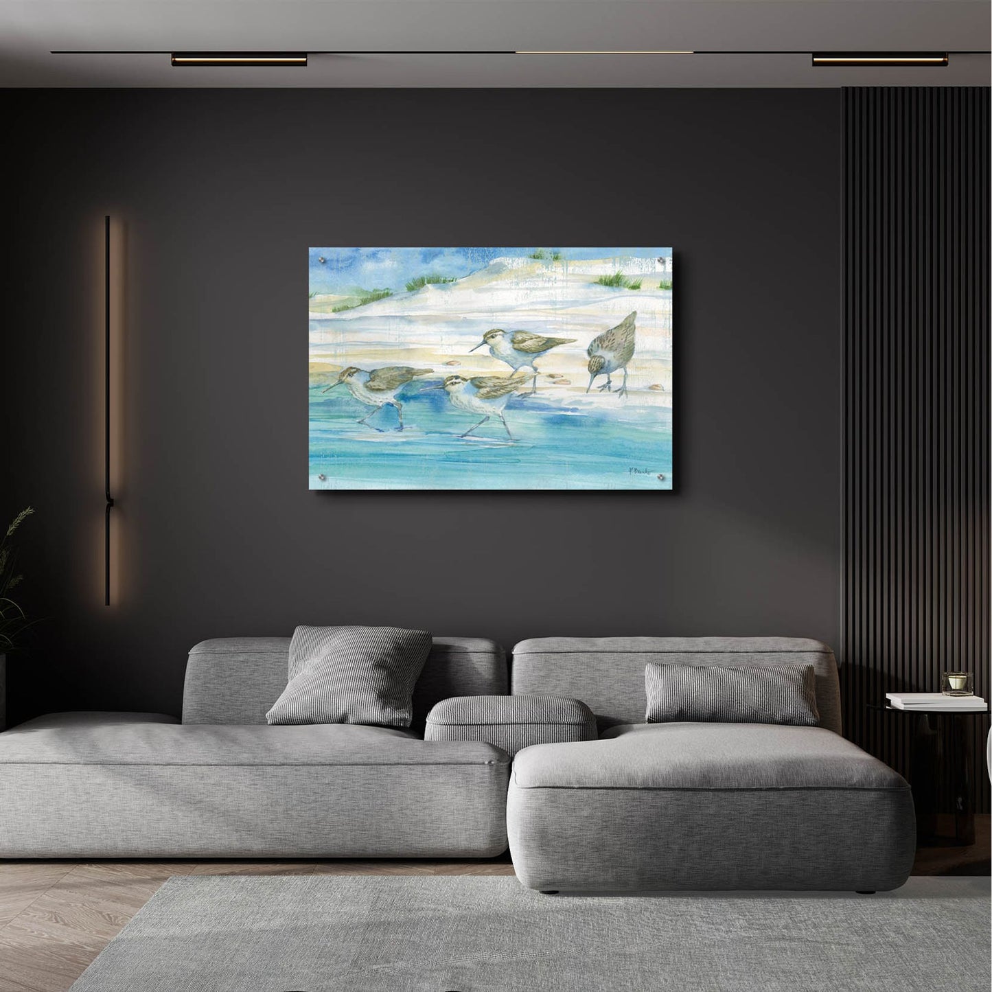 Epic Art 'Sandy Sandpipers II' by Paul Brent, Acrylic Glass Wall Art,36x24