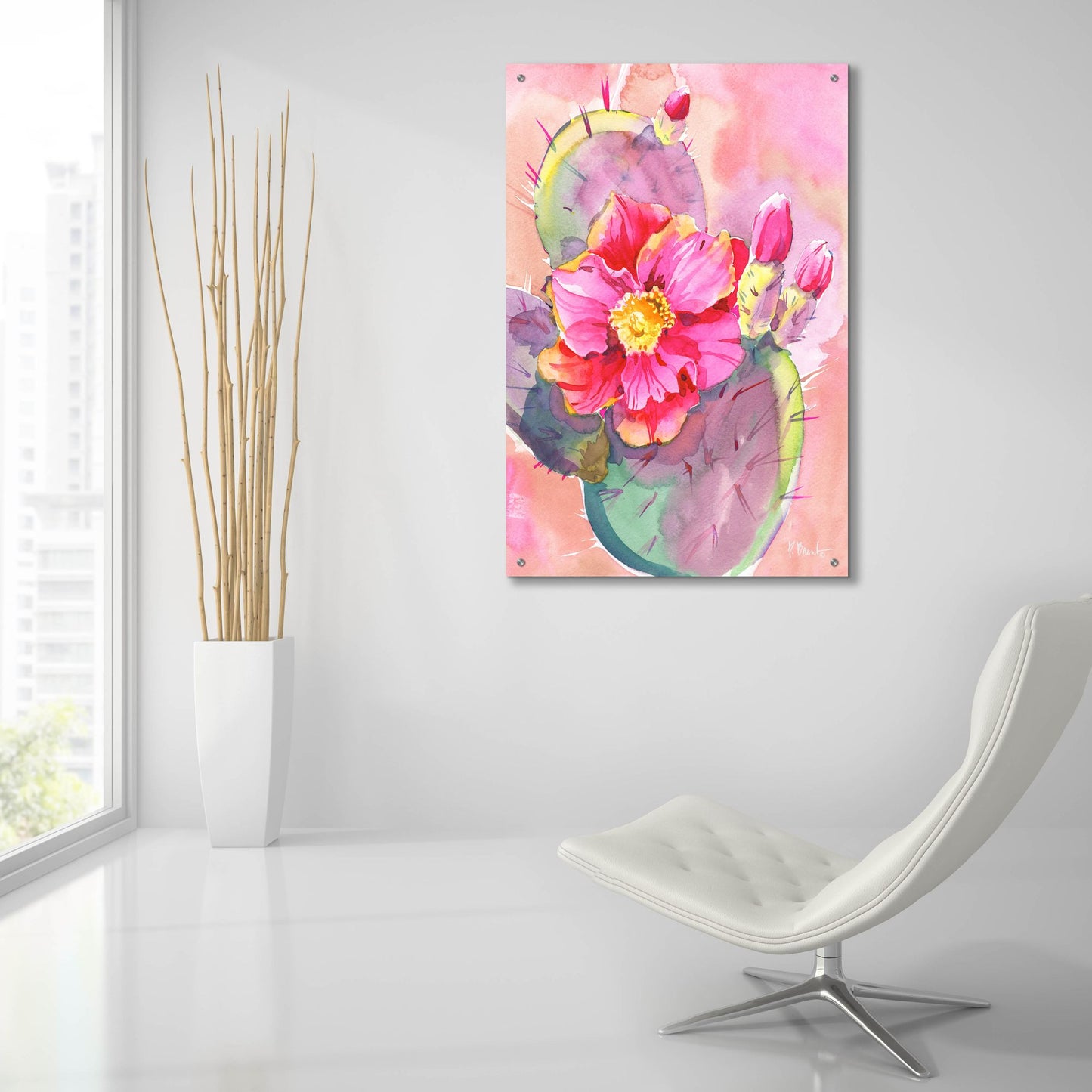 Epic Art 'Cactus Bloom I' by Paul Brent, Acrylic Glass Wall Art,24x36