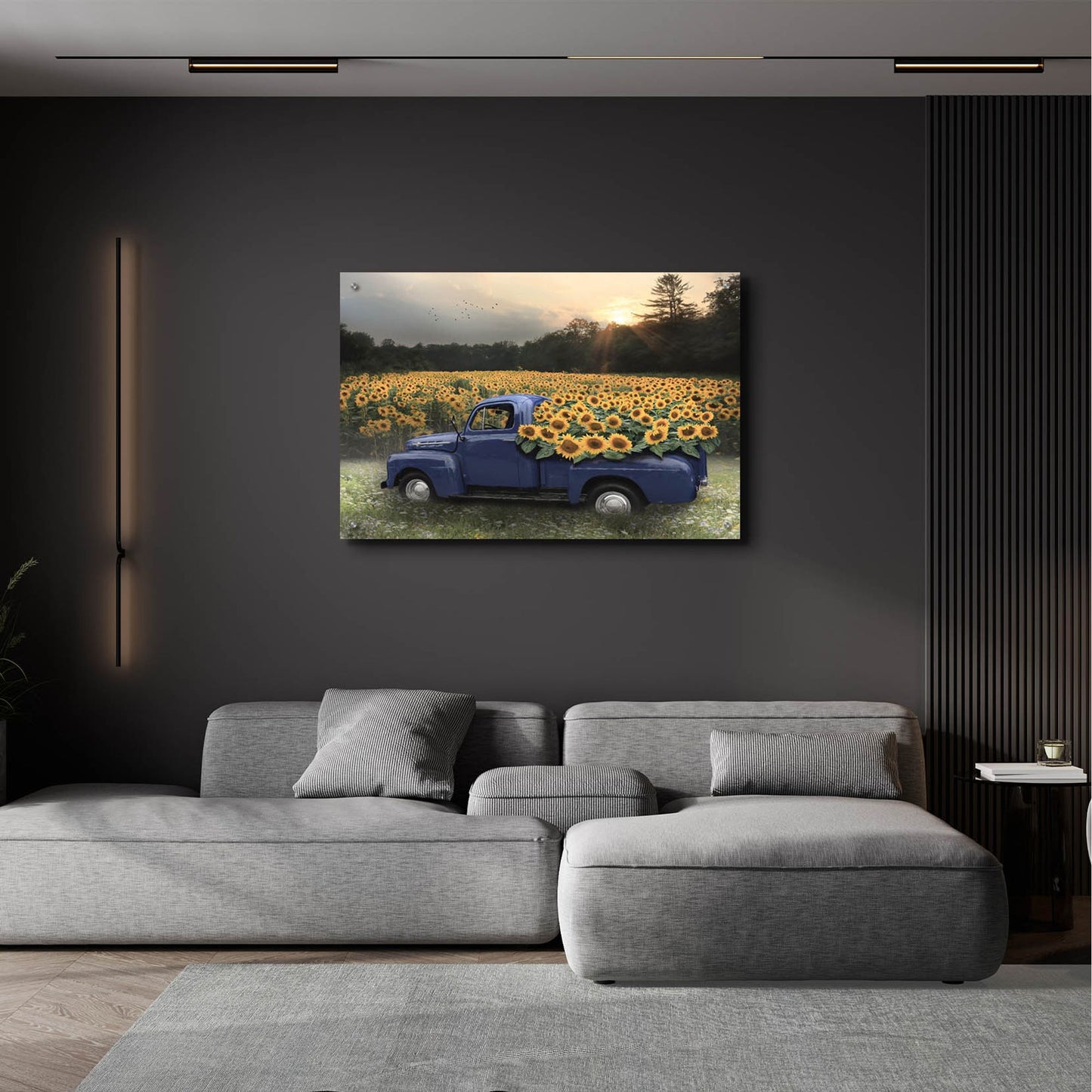 Epic Art 'Sunflower Field at Dusk' by Lori Deiter, Acrylic Glass Wall Art,36x24
