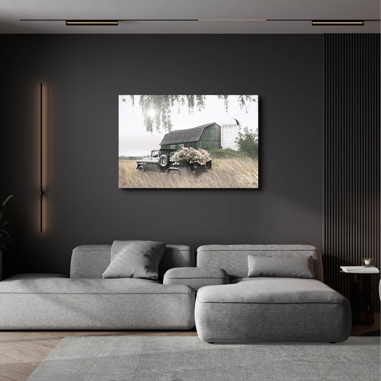 Epic Art 'Green Flower Farm' by Lori Deiter, Acrylic Glass Wall Art,36x24