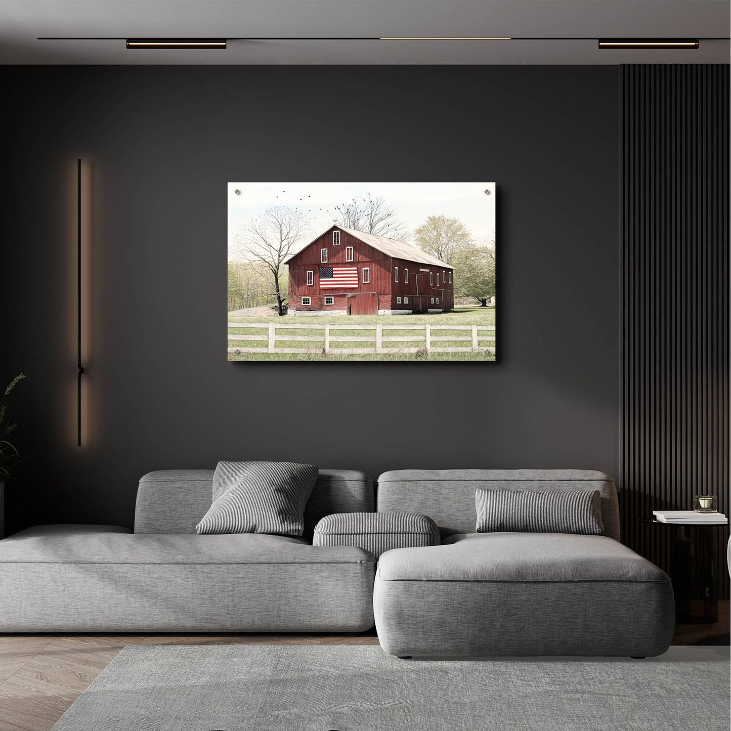 Epic Art 'Patriotic Barn ' by Lori Deiter, Acrylic Glass Wall Art,36x24