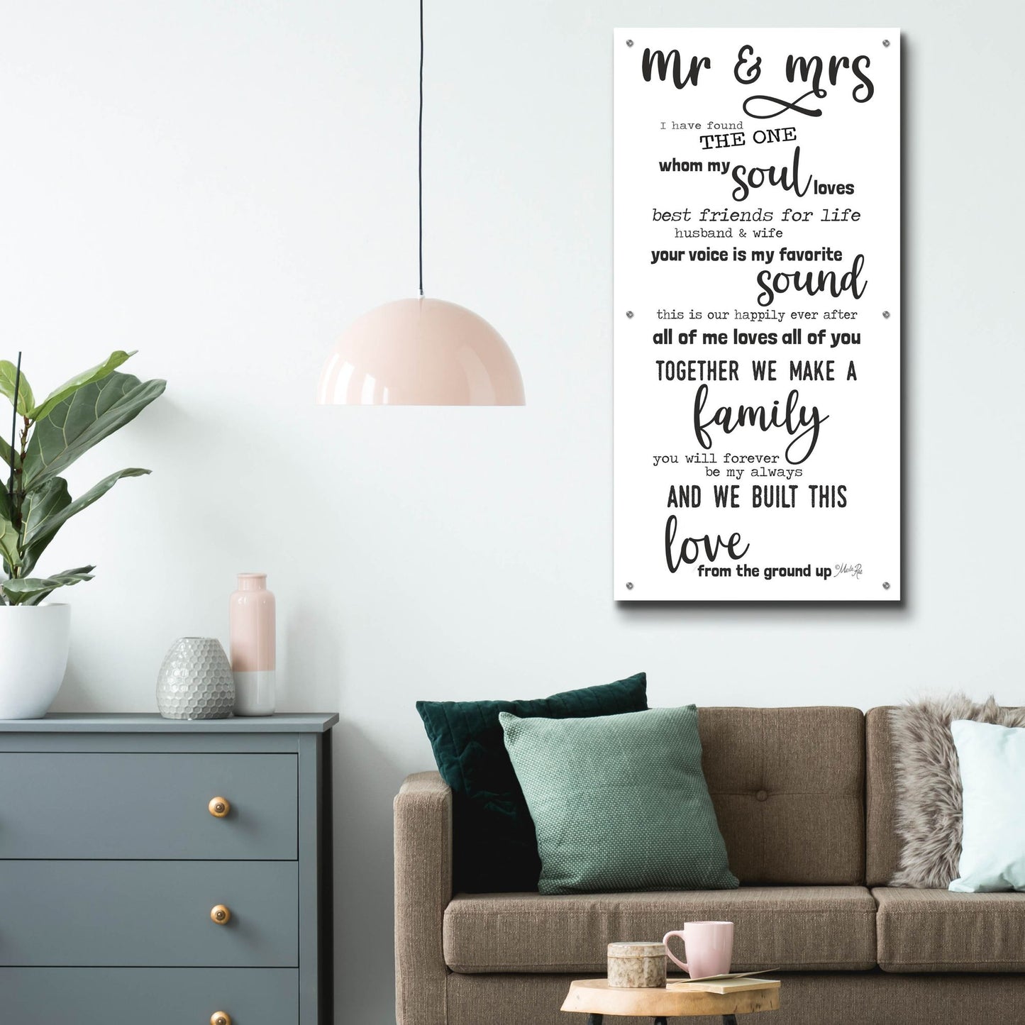 Epic Art 'Mr. & Mrs. Love Notes' by Marla Rae, Acrylic Glass Wall Art,24x48