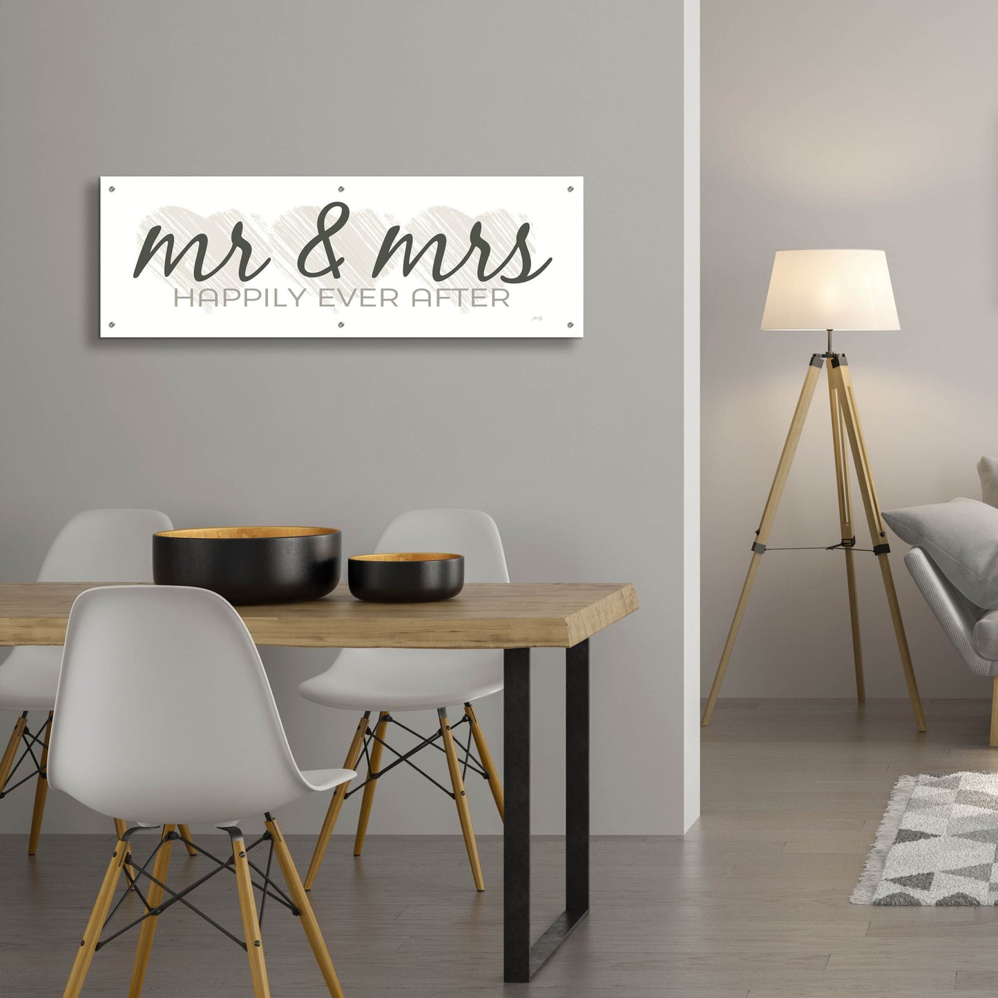 Epic Art 'Mr. & Mrs. Happily Ever After' by Marla Rae, Acrylic Glass Wall Art,48x16