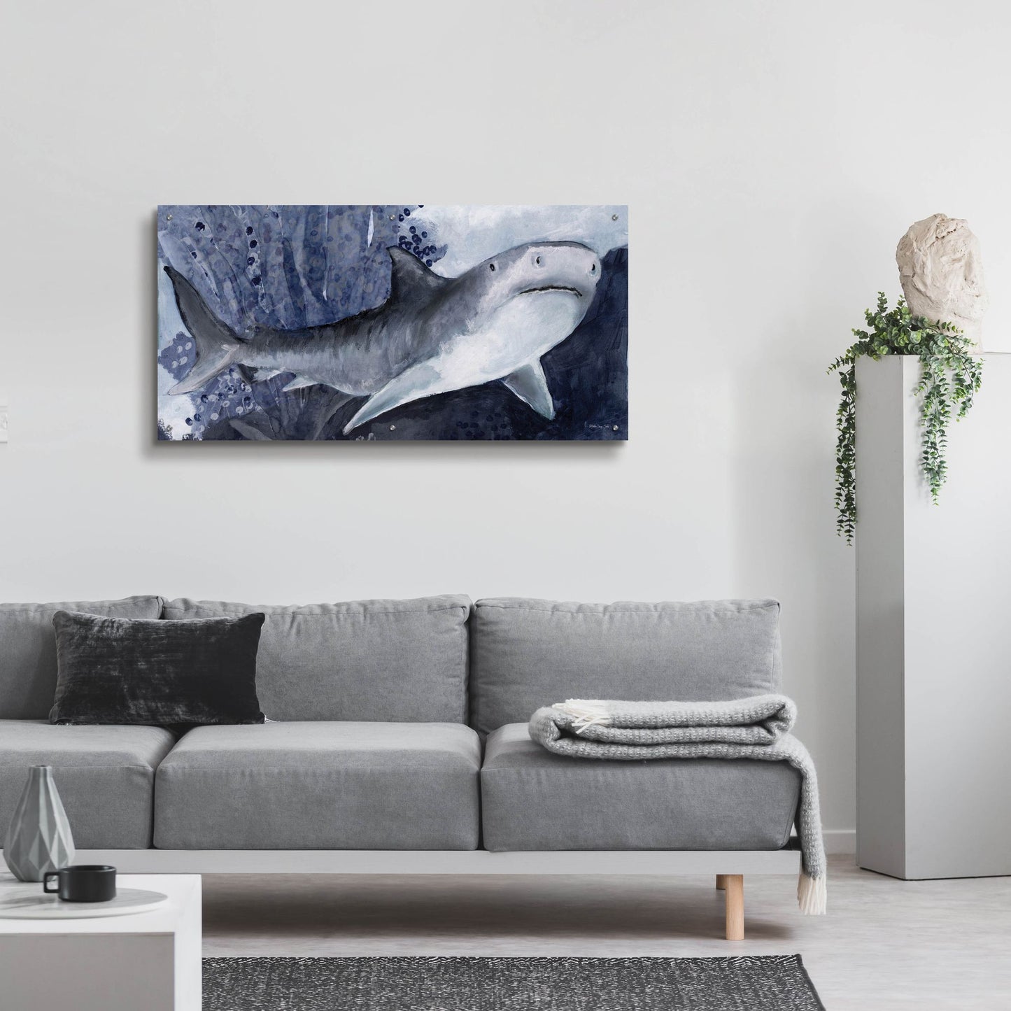 Epic Art 'Shark Swim 2 ' by Stellar Design Studio, Acrylic Glass Wall Art,48x24