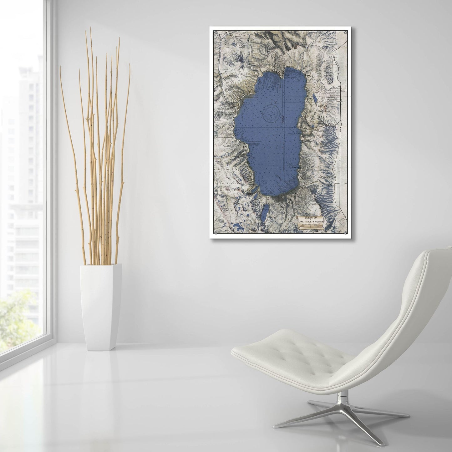 Epic Art 'Lake Tahoe Map' by Stellar Design Studio, Acrylic Glass Wall Art,24x36
