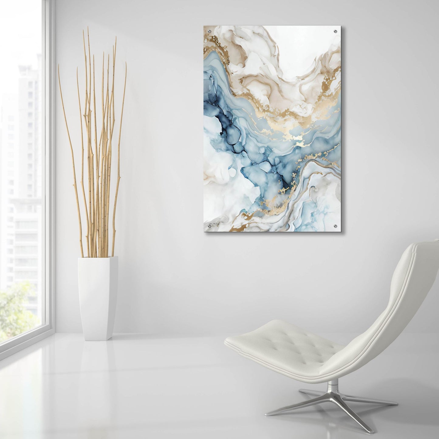Epic Art 'Blue Art Marble' by Seven Trees Design, Acrylic Glass Wall Art,24x36