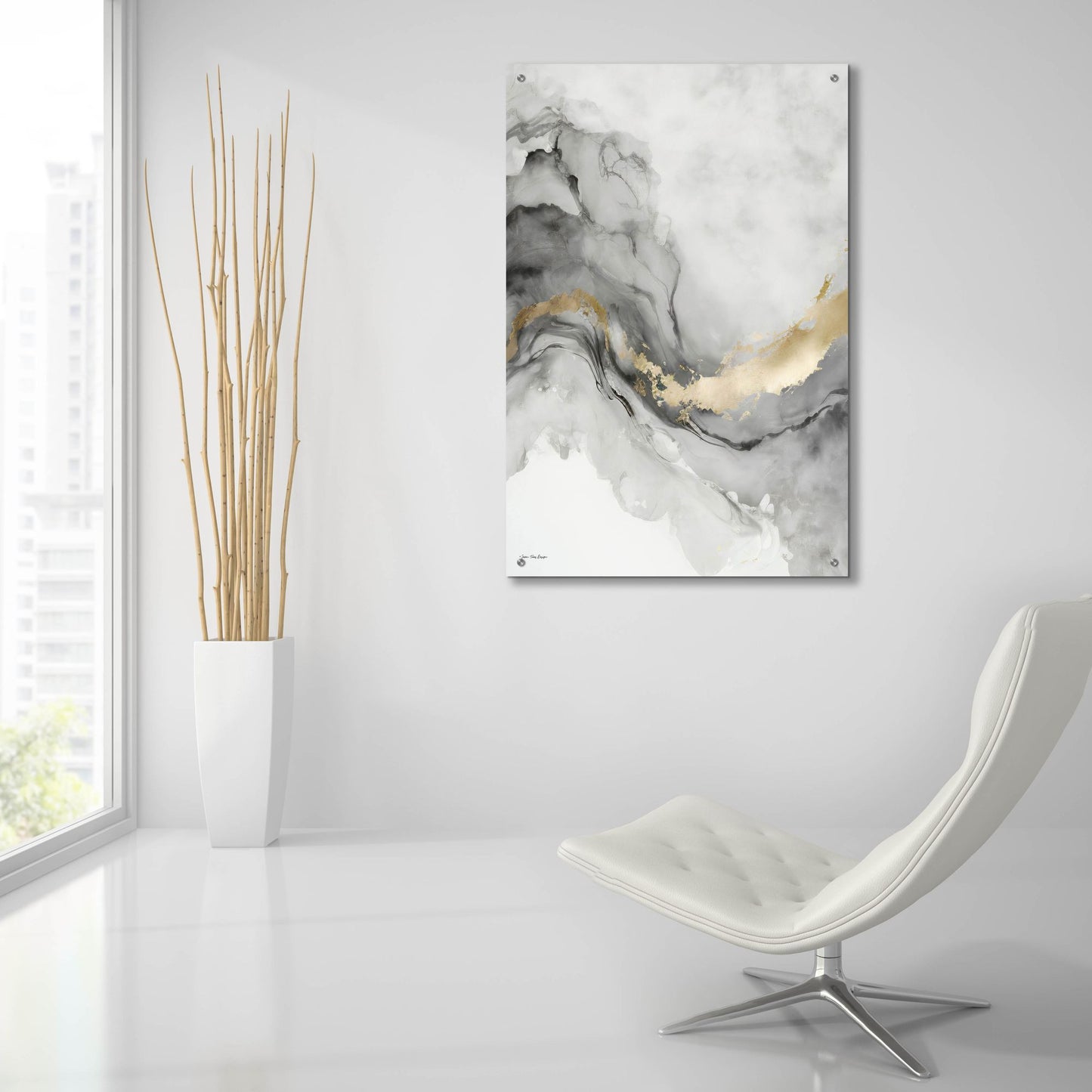 Epic Art 'Gray Art Marble I' by Seven Trees Design, Acrylic Glass Wall Art,24x36