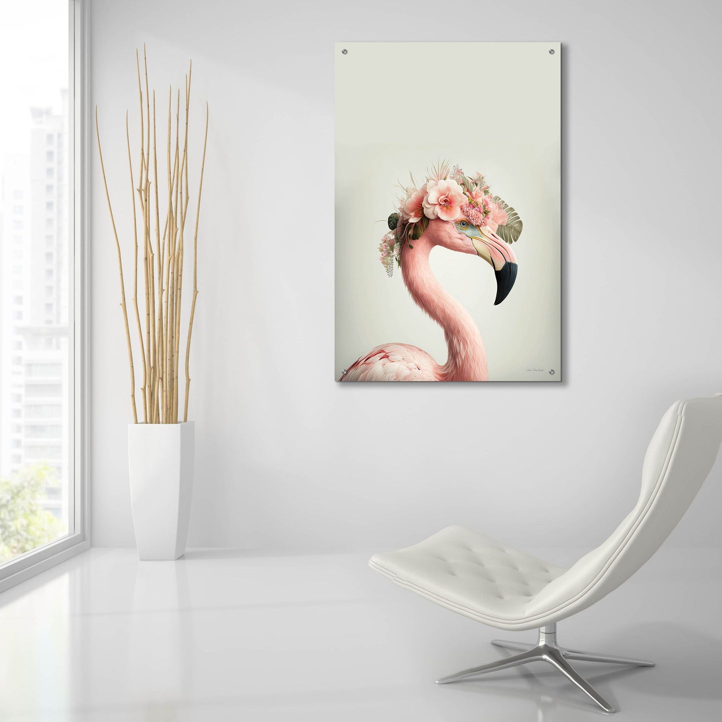 Epic Art 'The Exotic Flamingo' by Seven Trees Designs, Acrylic Glass Wall Art,24x36