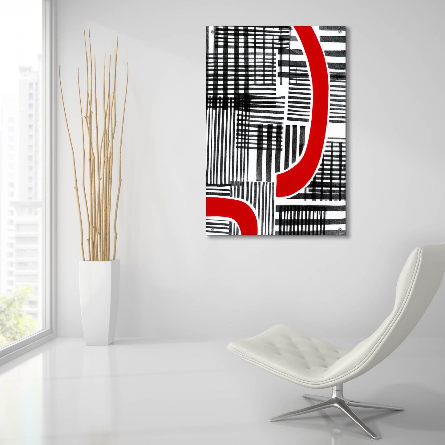 Epic Art 'Red Interrupted I' by Regina Moore, Acrylic Glass Wall Art,24x36