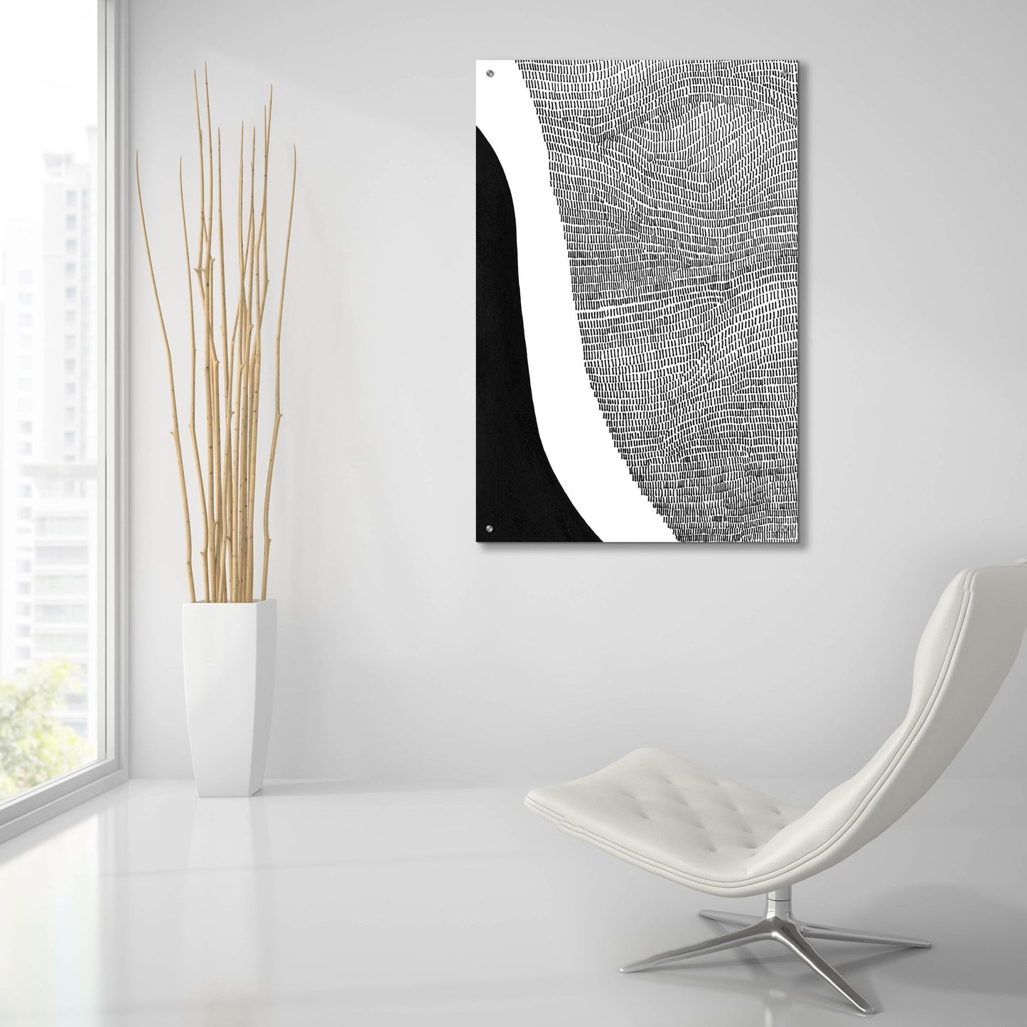 Epic Art 'Black & White Abstract I' by Regina Moore, Acrylic Glass Wall Art,24x36