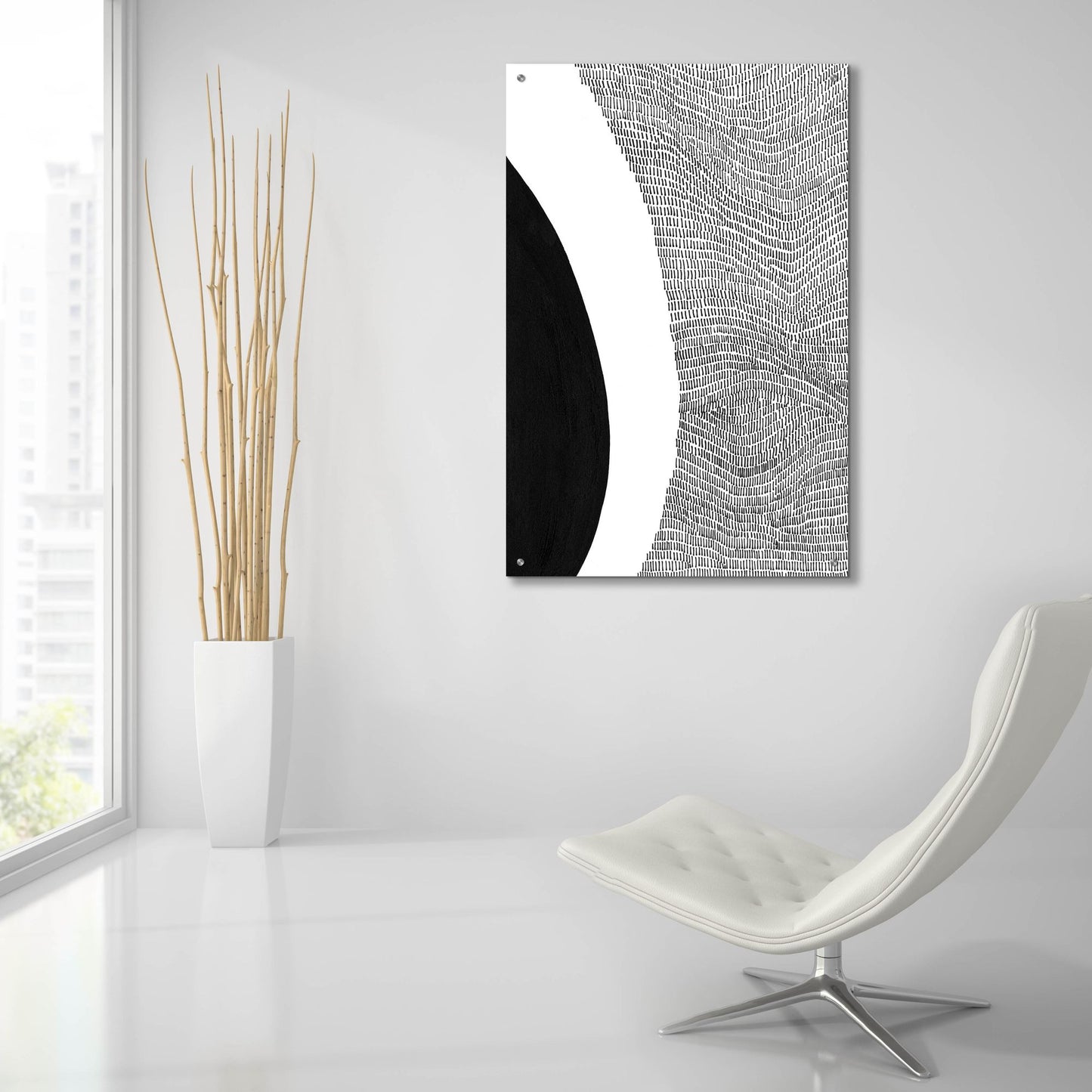 Epic Art 'Black & White Abstract II' by Regina Moore, Acrylic Glass Wall Art,24x36