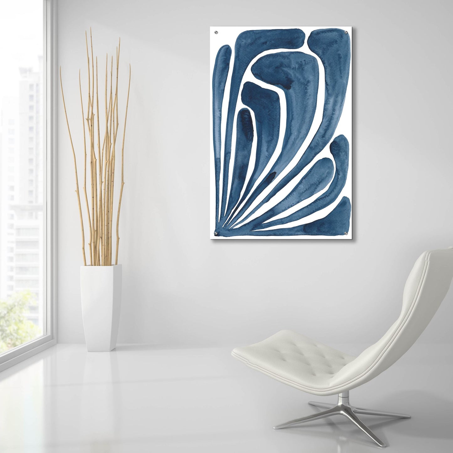Epic Art 'Blue Stylized Leaf II' by Regina Moore, Acrylic Glass Wall Art,24x36