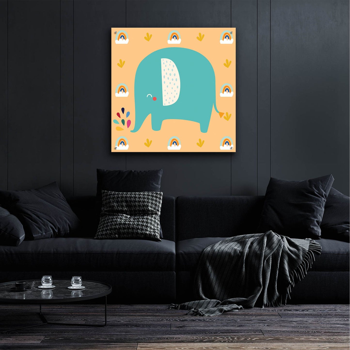 Epic Art 'Cute Elephant' by Epic Portfolio, Acrylic Glass Wall Art,36x36