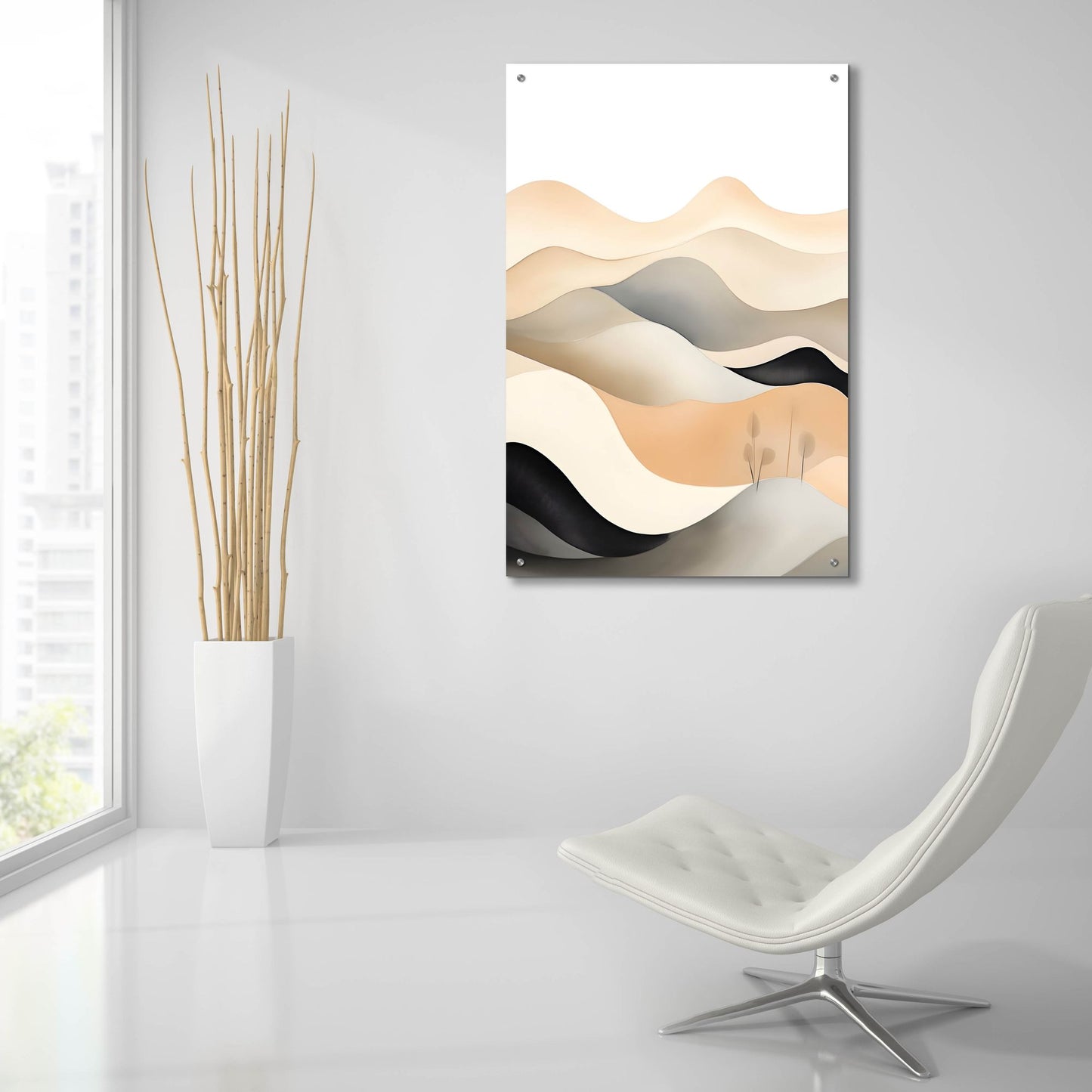 Epic Art 'Black & Beige Landscape 1' by Petals Prints Design, Acrylic Glass Wall Art,24x36