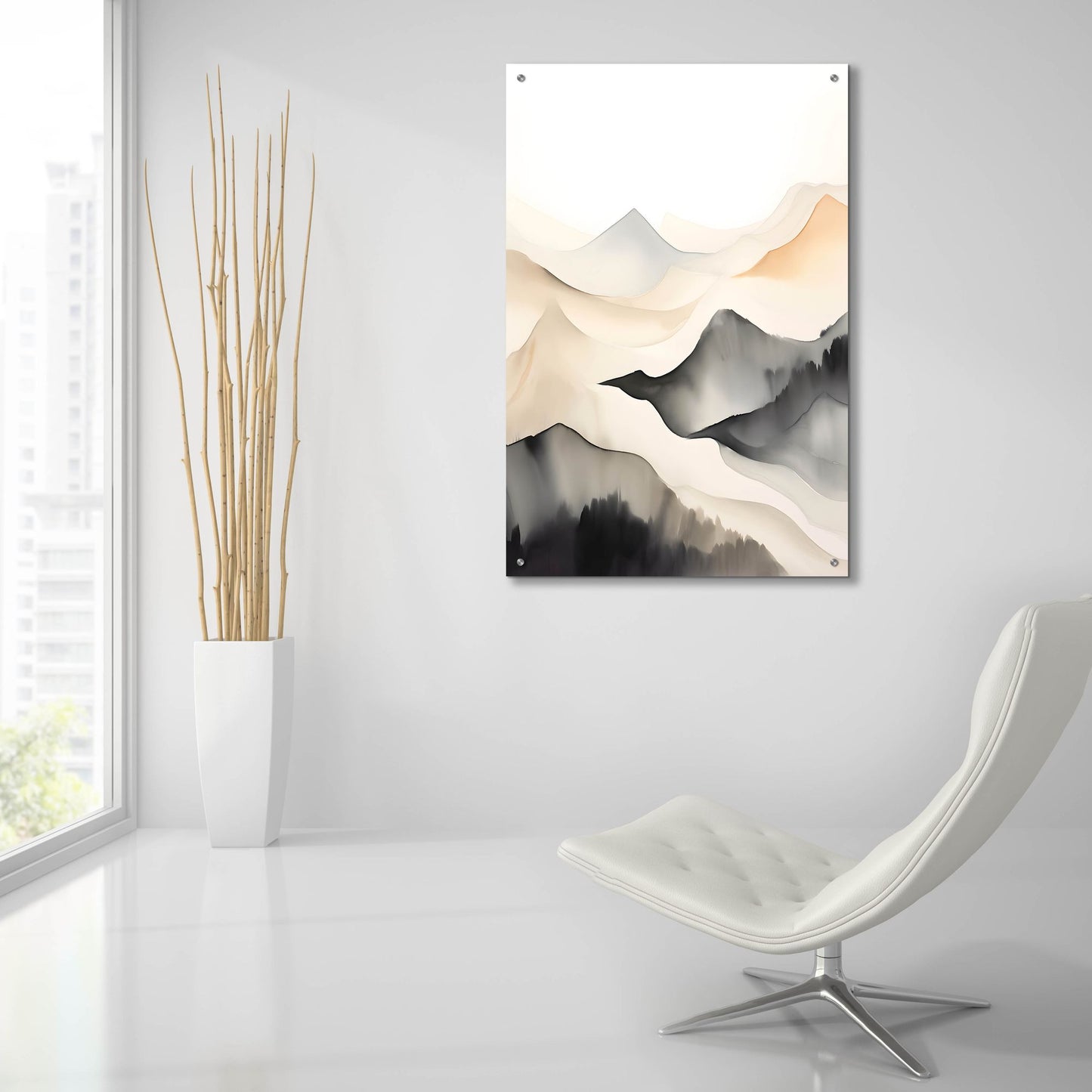 Epic Art 'Black & Beige Landscape 7' by Petals Prints Design, Acrylic Glass Wall Art,24x36