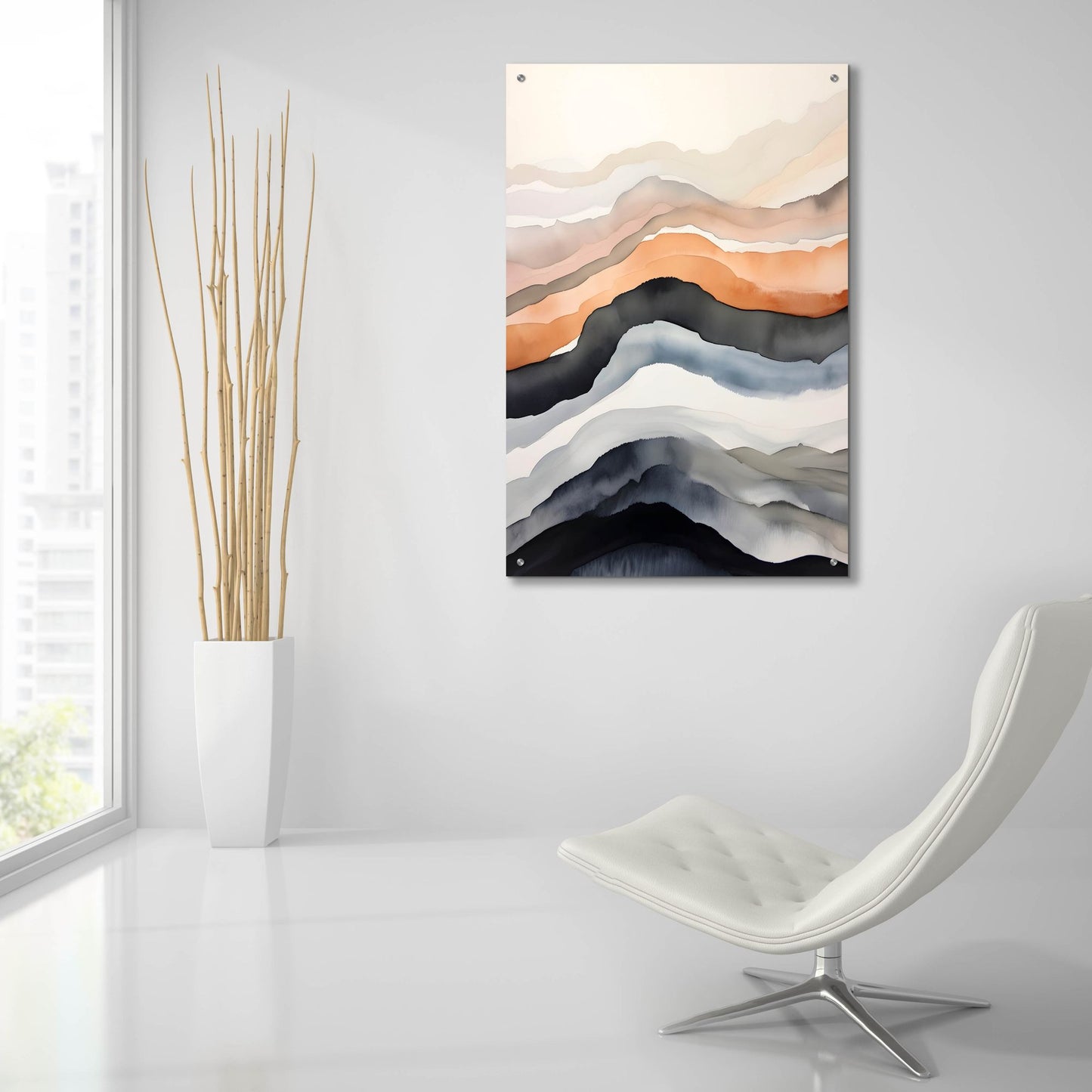 Epic Art 'Black & Beige Landscape 9' by Petals Prints Design, Acrylic Glass Wall Art,24x36