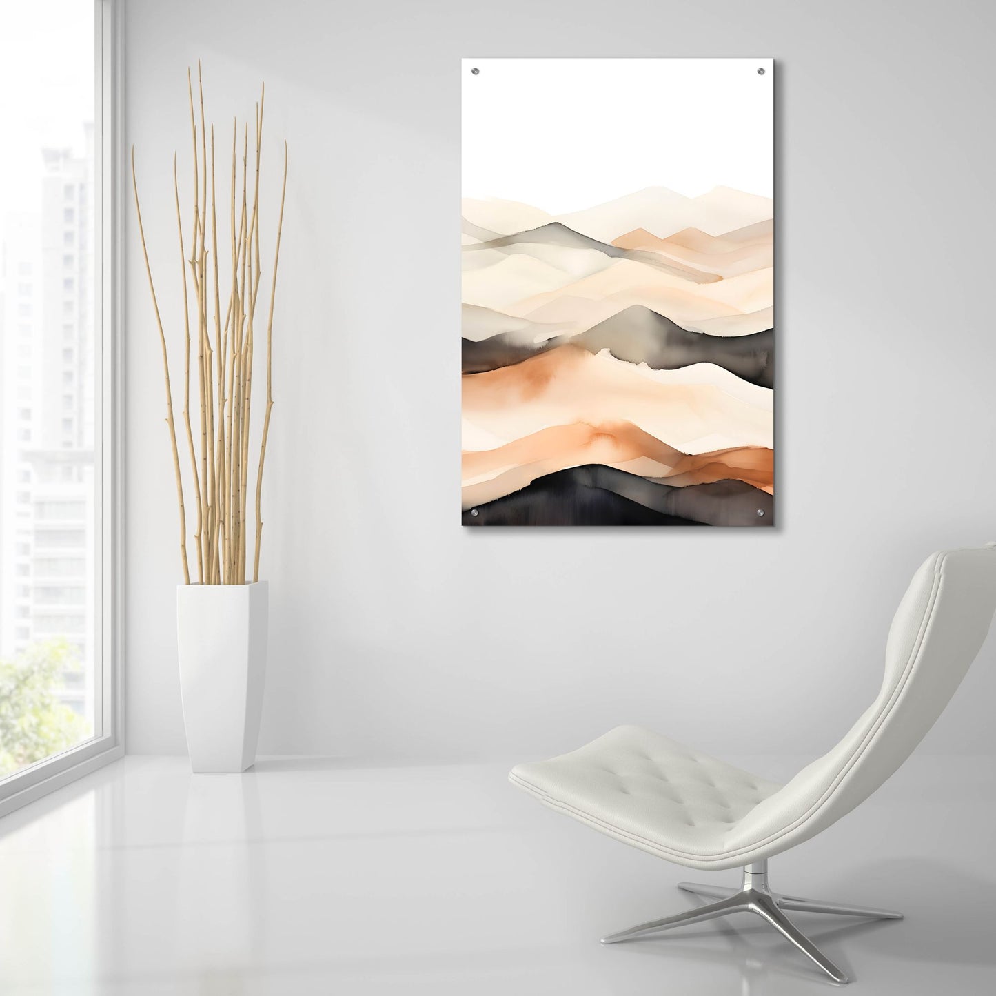 Epic Art 'Black & Beige Landscape 10' by Petals Prints Design, Acrylic Glass Wall Art,24x36