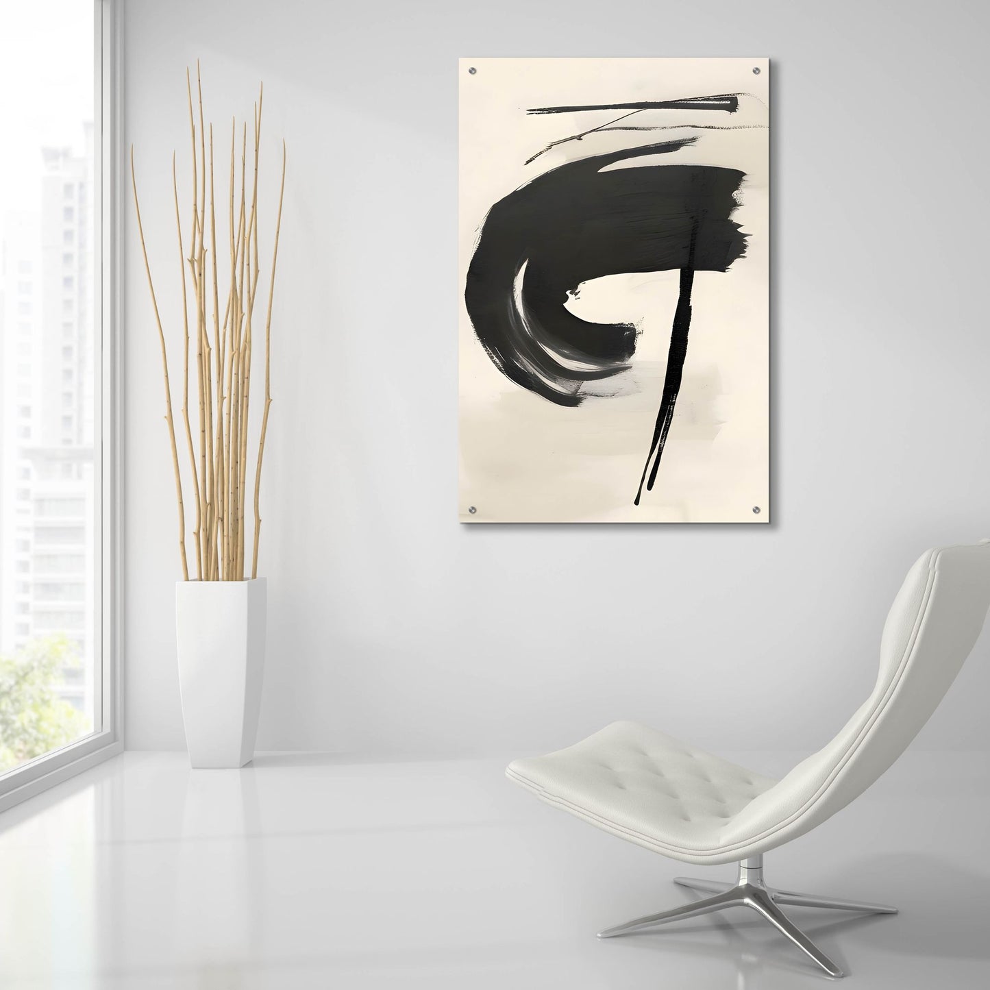 Epic Art 'Black & Neutral Abstract 7' by Petals Prints Design, Acrylic Glass Wall Art,24x36