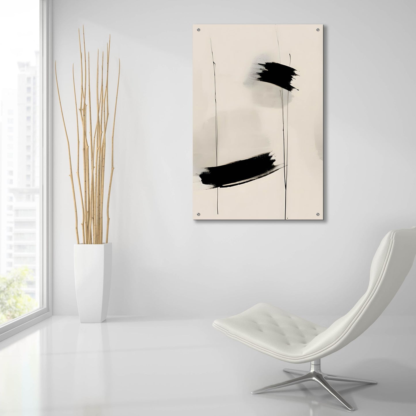 Epic Art 'Black & Neutral Abstract 8' by Petals Prints Design, Acrylic Glass Wall Art,24x36