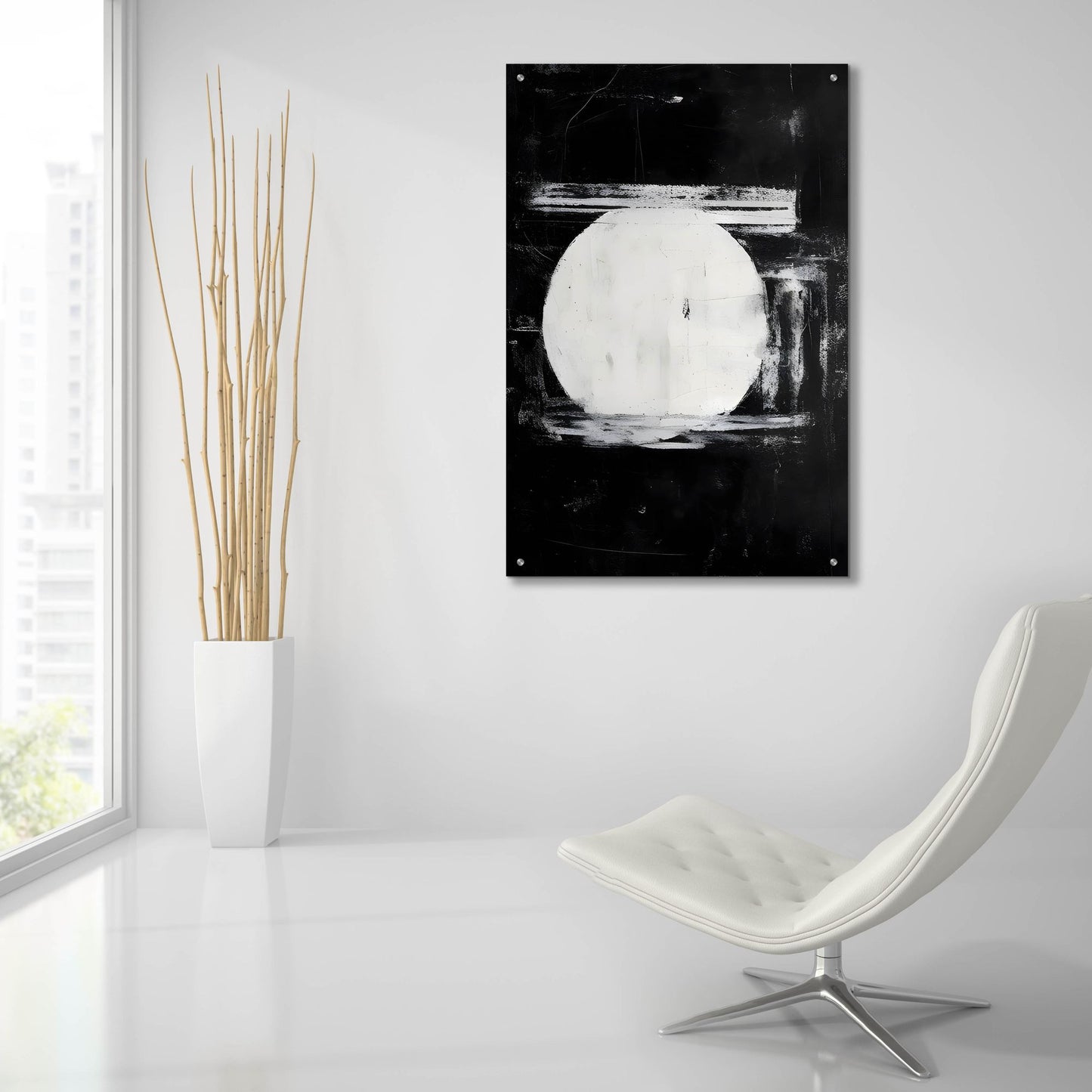 Epic Art 'Black & Neutral Abstract 10' by Petals Prints Design, Acrylic Glass Wall Art,24x36