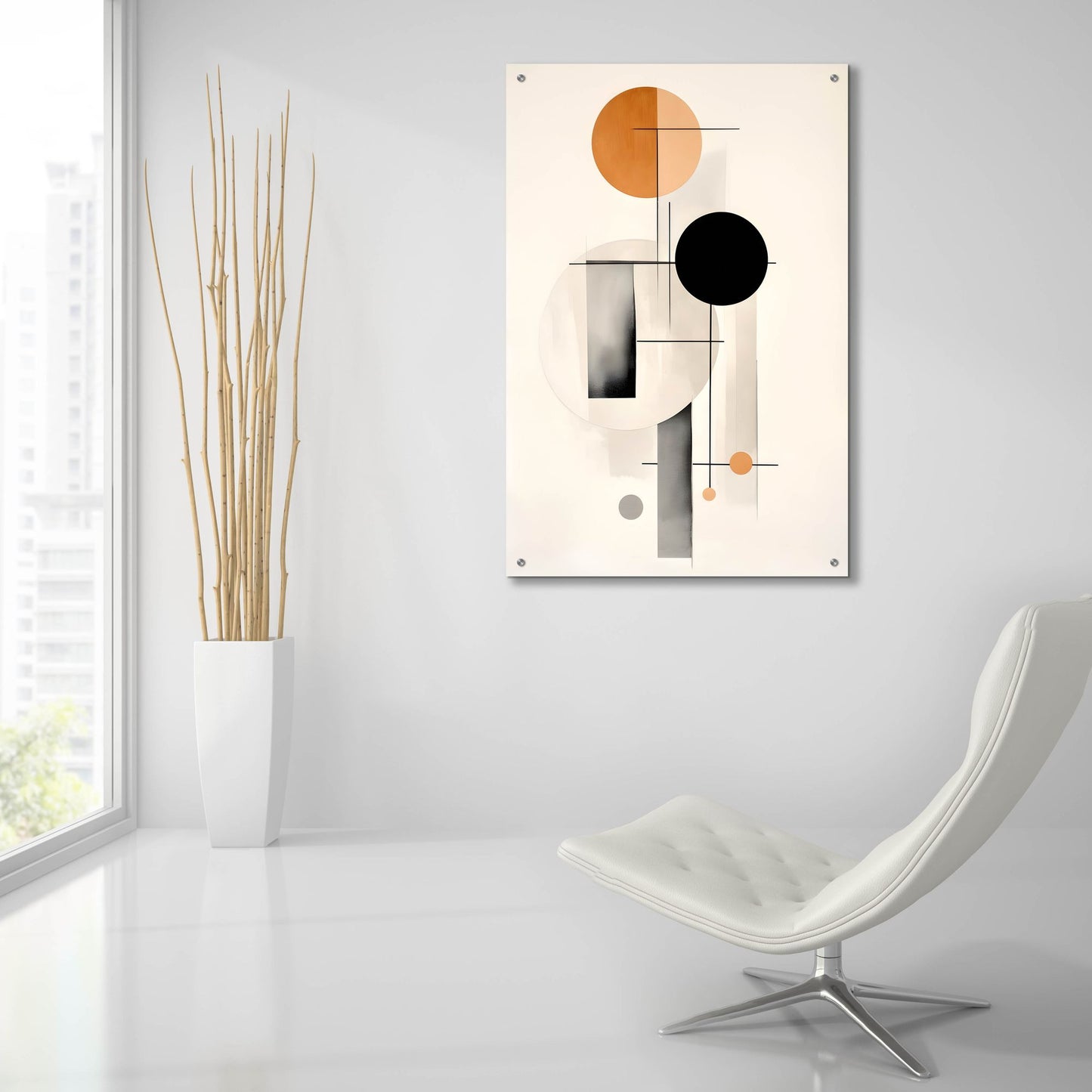 Epic Art 'Black and Tan Geometric 1' by Petals Prints Design, Acrylic Glass Wall Art,24x36