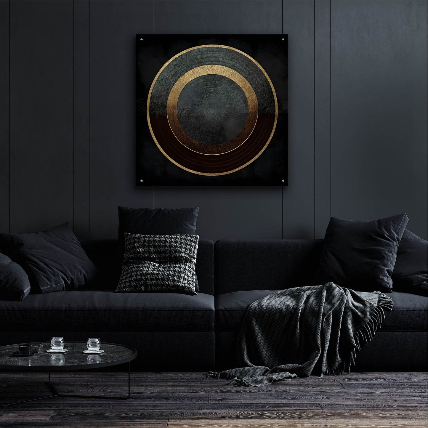 Epic Art 'Minimal Abstract Black 1' by Petals Prints Design, Acrylic Glass Wall Art,36x36