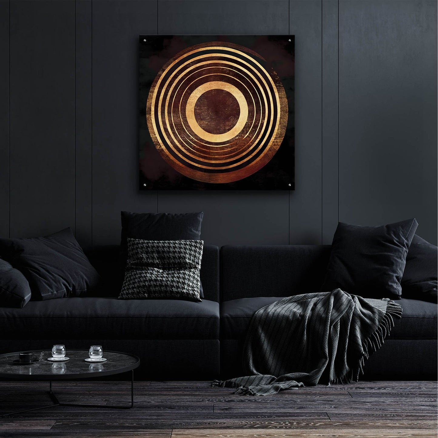 Epic Art 'Minimal Abstract Black 4' by Petals Prints Design, Acrylic Glass Wall Art,36x36