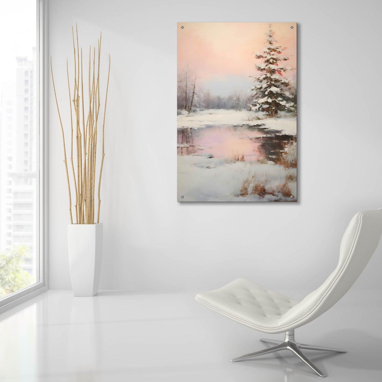 Epic Art 'Snowy Pond' by Petals Prints Design, Acrylic Glass Wall Art,24x36