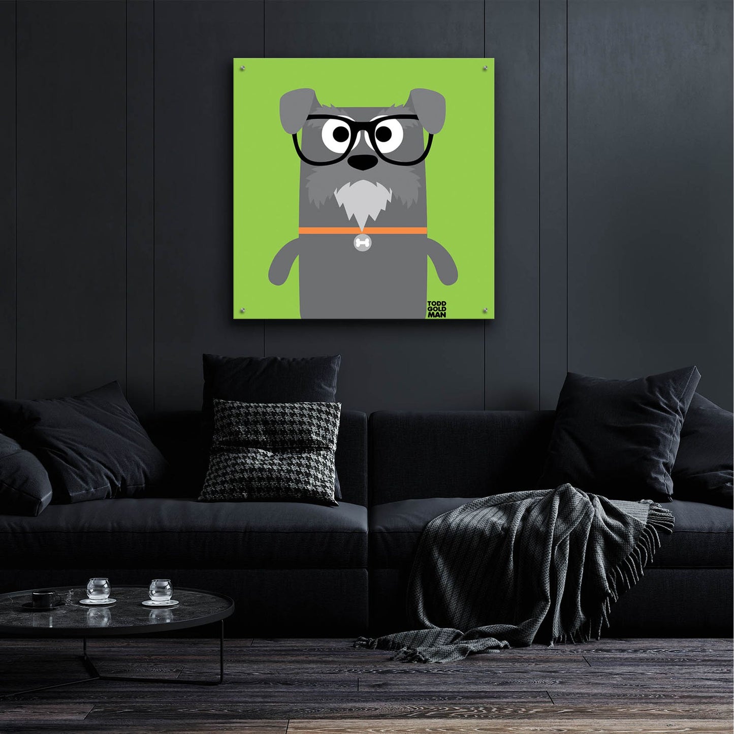 Epic Art 'Bow Wow Schnauzer' by Todd Art, Acrylic Glass Wall Art,36x36