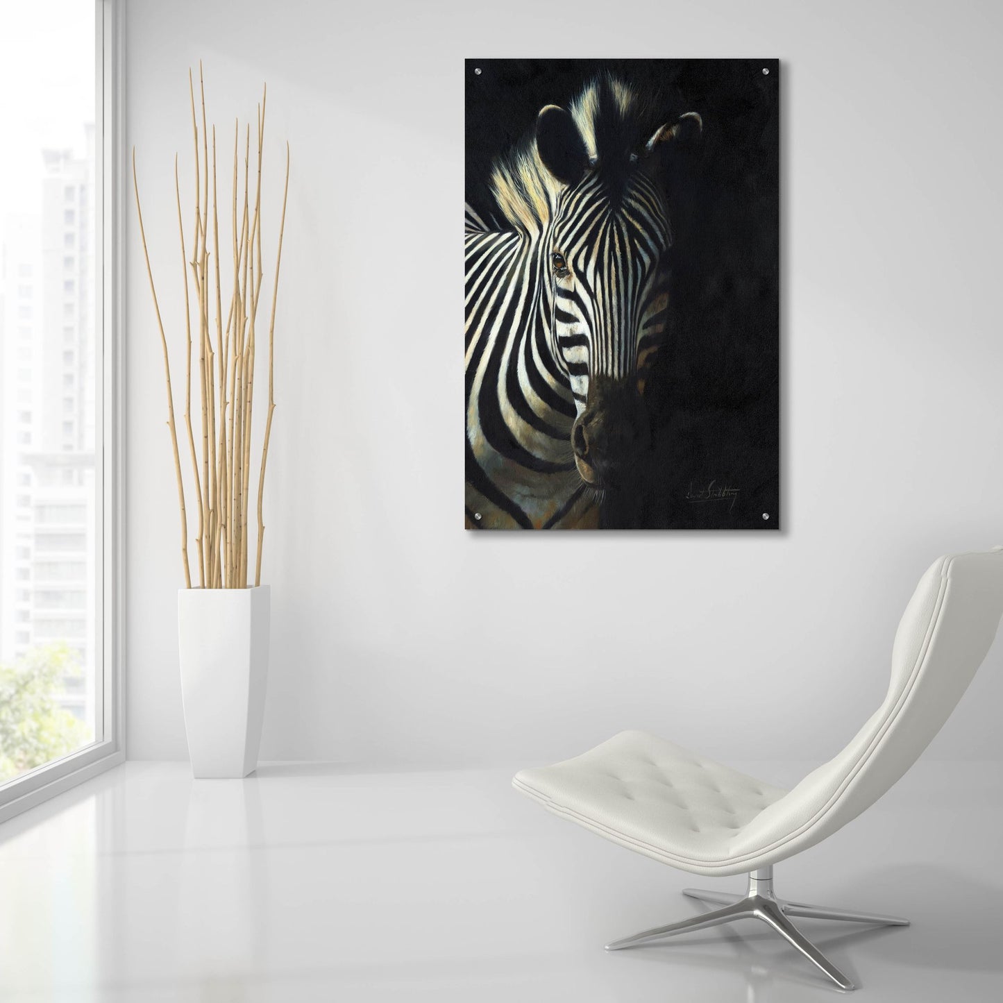 Epic Art 'Zebra Fade To Black2 by David Stribbling, Acrylic Glass Wall Art,24x36