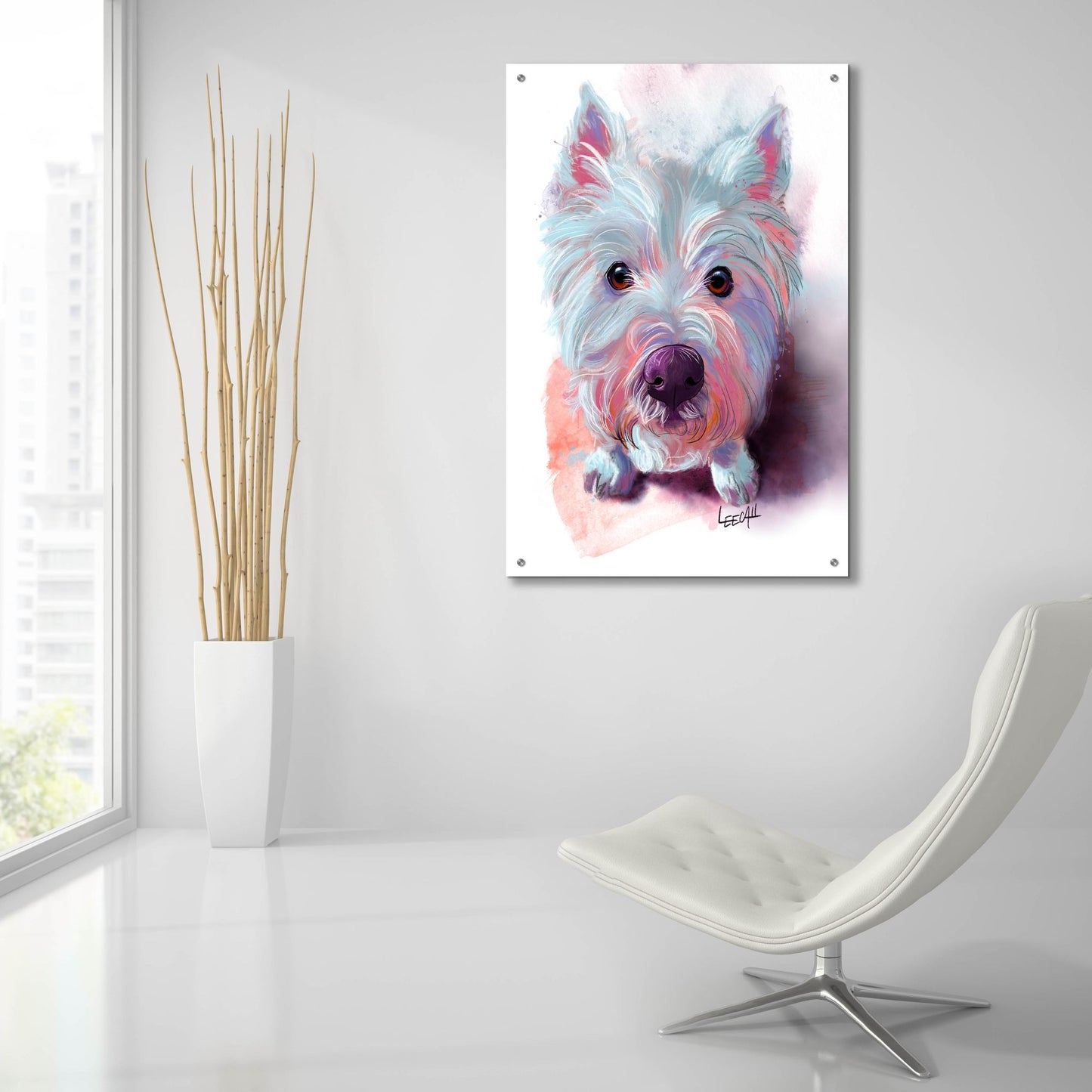 Epic Art 'Lily The Westie2 by Dawg Painter, Acrylic Glass Wall Art,24x36