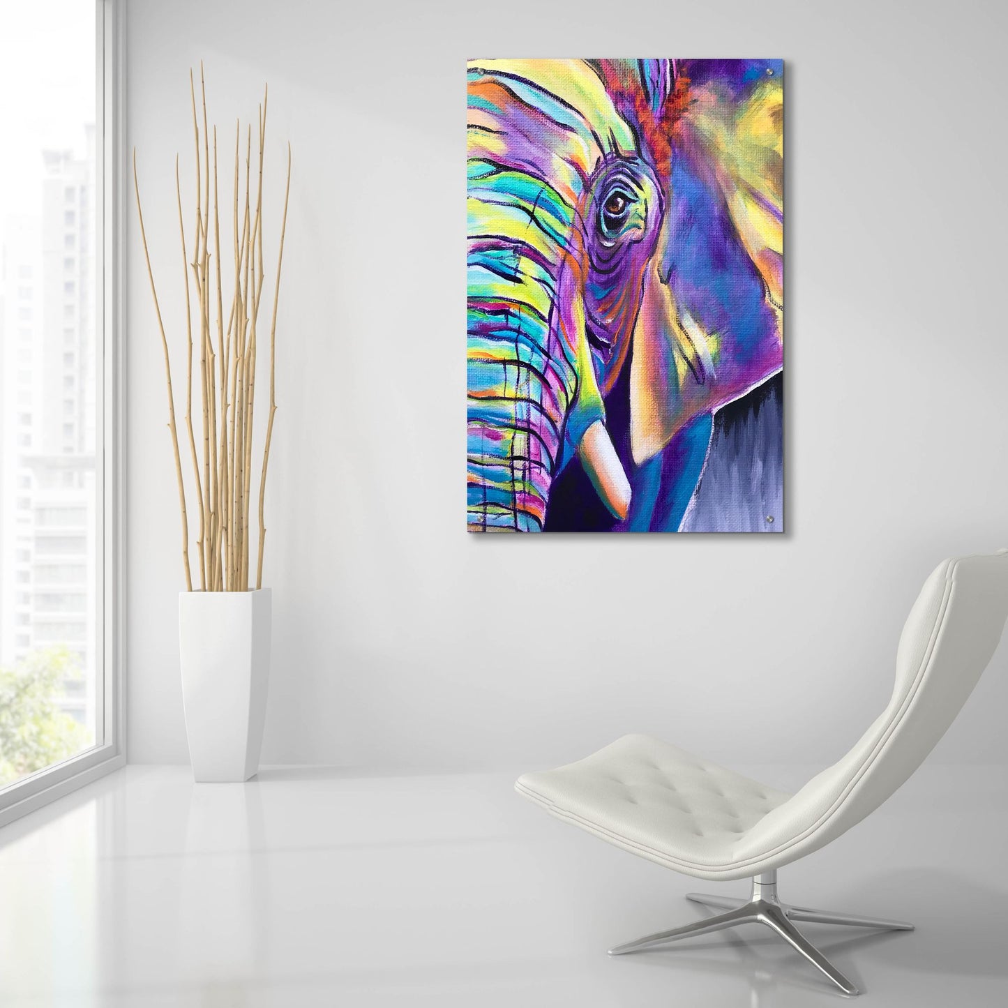 Epic Art 'Elephant - Butterfly Right2 by Dawg Painter, Acrylic Glass Wall Art,24x36