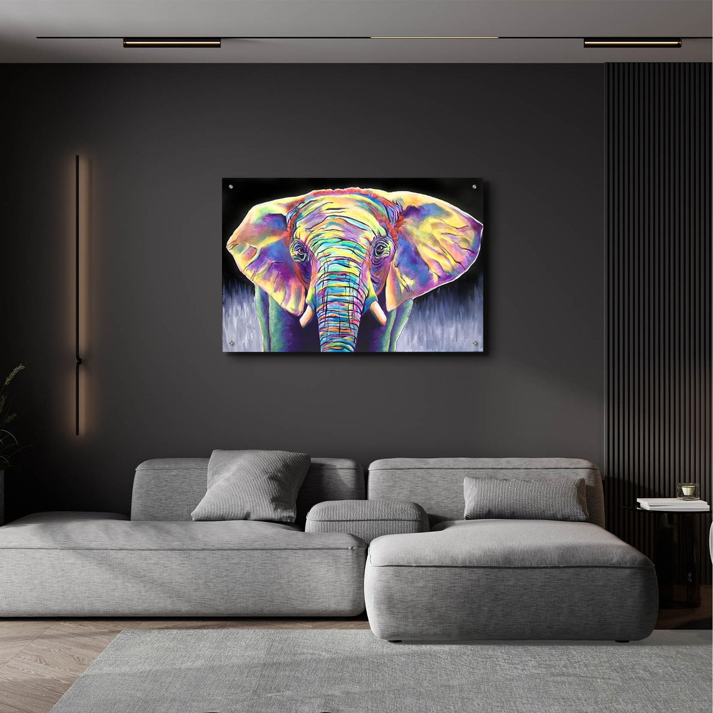 Epic Art 'Elephant - Butterfly2 by Dawg Painter, Acrylic Glass Wall Art,36x24