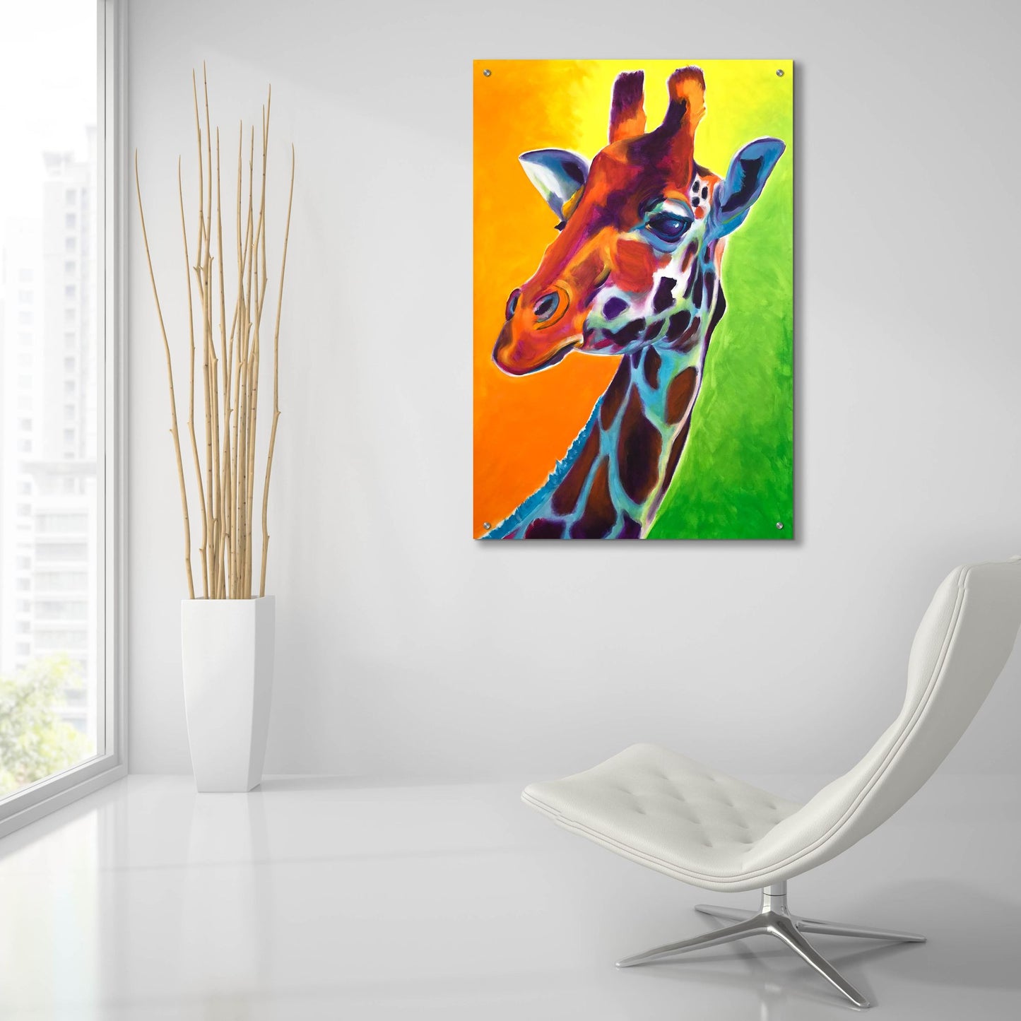 Epic Art 'Giraffe - Summer Fling2 by Dawg Painter, Acrylic Glass Wall Art,24x36