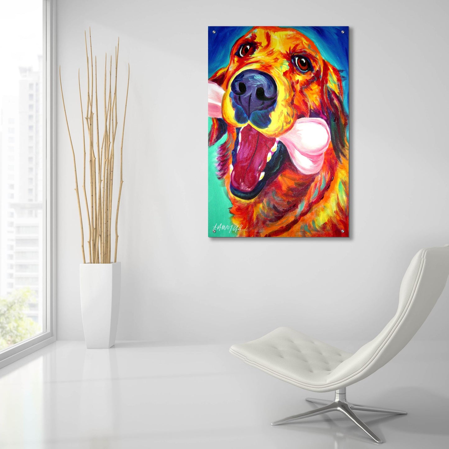 Epic Art 'Golden - My Favorite Bone2 by Dawg Painter, Acrylic Glass Wall Art,24x36